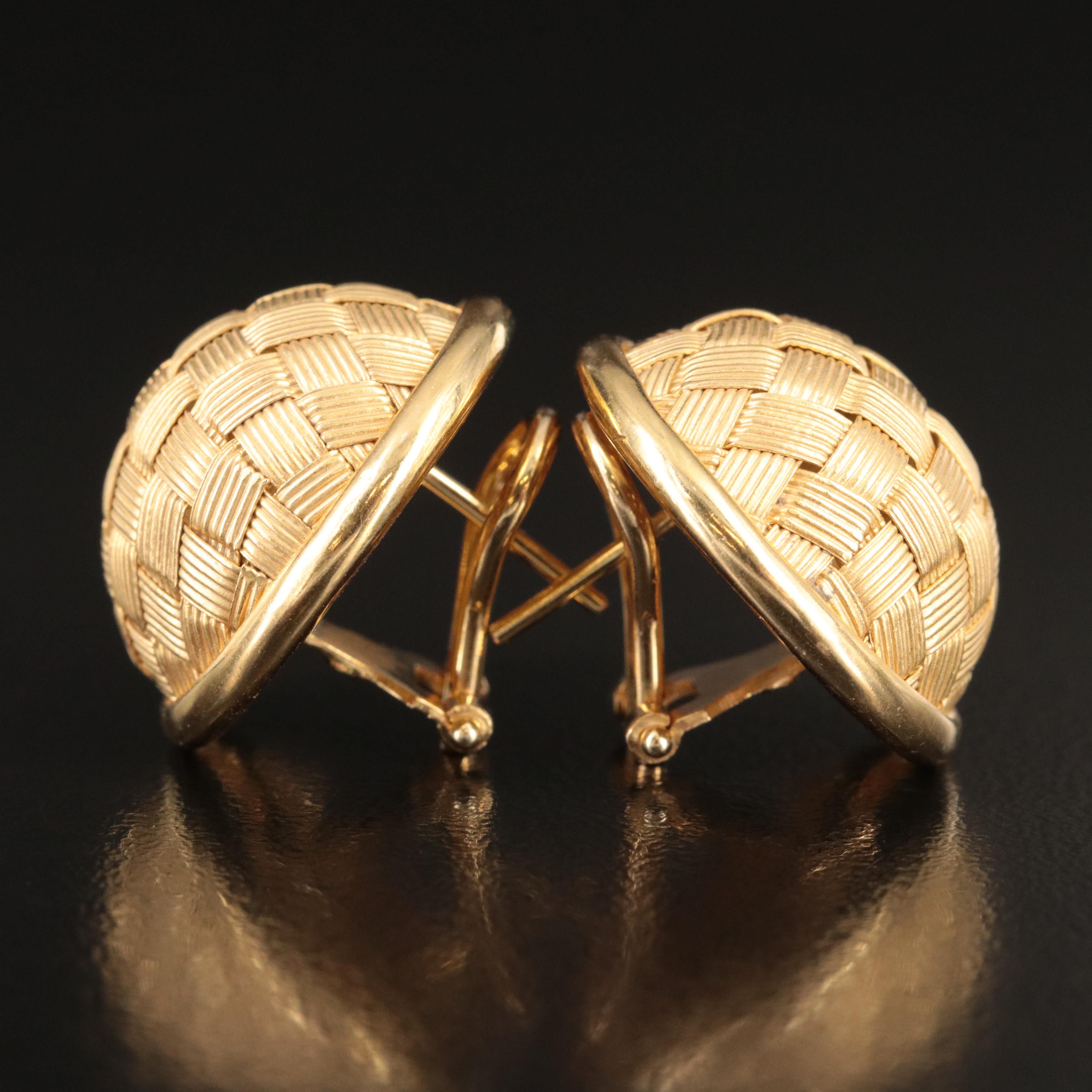 Andrea Candela 14K Basketweave Dome Earrings EBTH