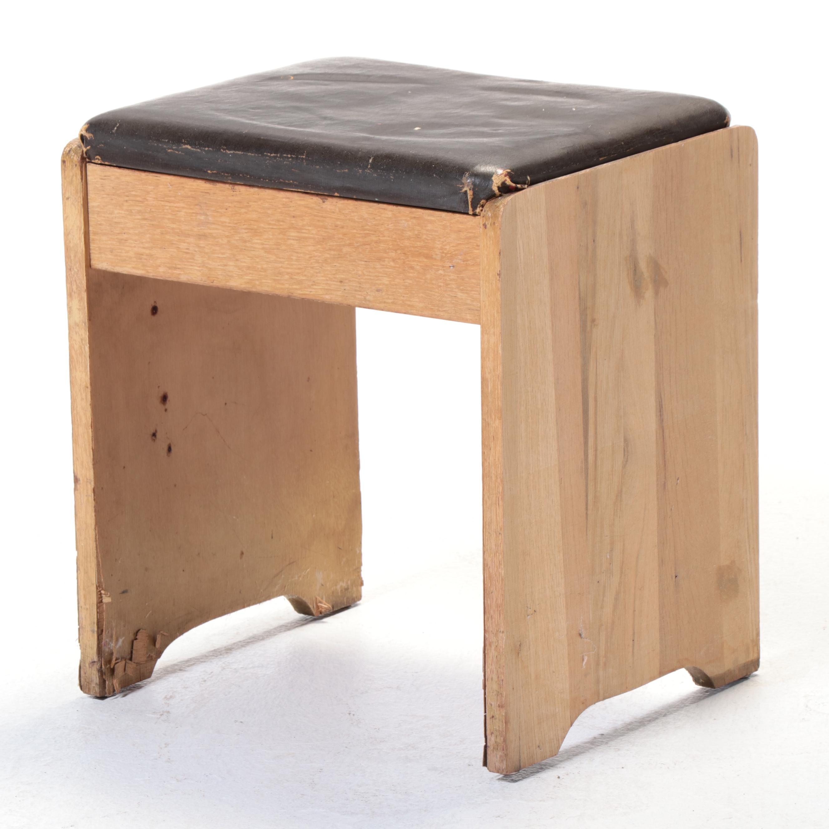 Singer Electric Sewing Machine on Sewing Cabinet with Seat and Notions, 1950s