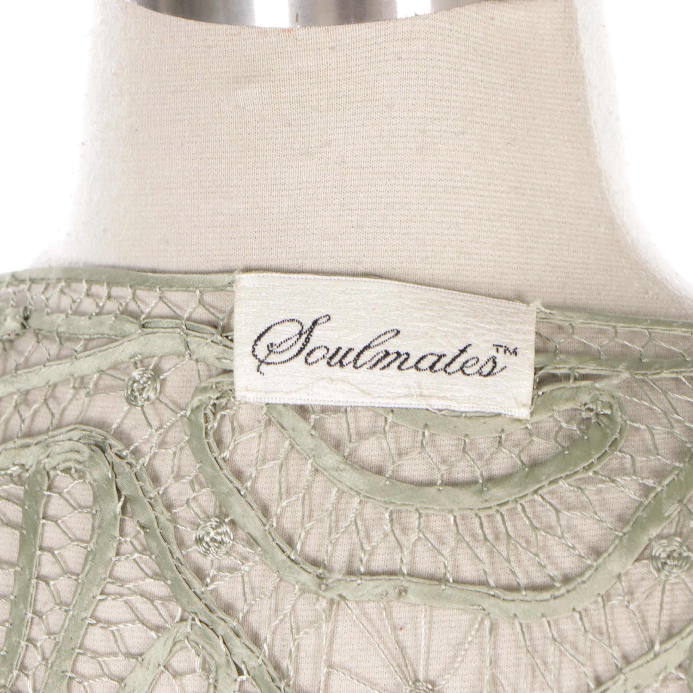 Tory Burch Satin Stripe Ruffle Blouse, New with Tag & Soulmates Three-Piece Set