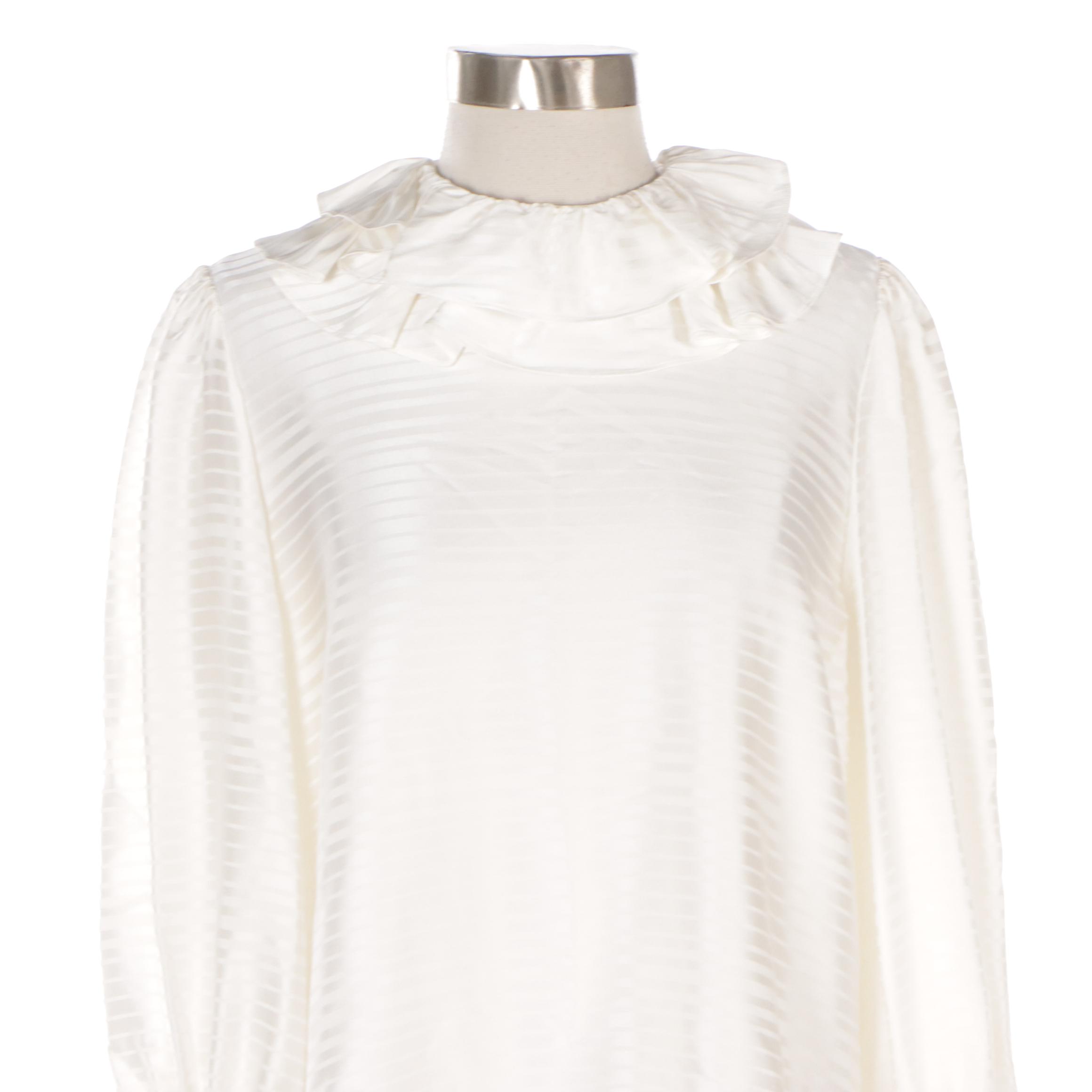 Tory Burch Satin Stripe Ruffle Blouse, New with Tag & Soulmates Three-Piece Set