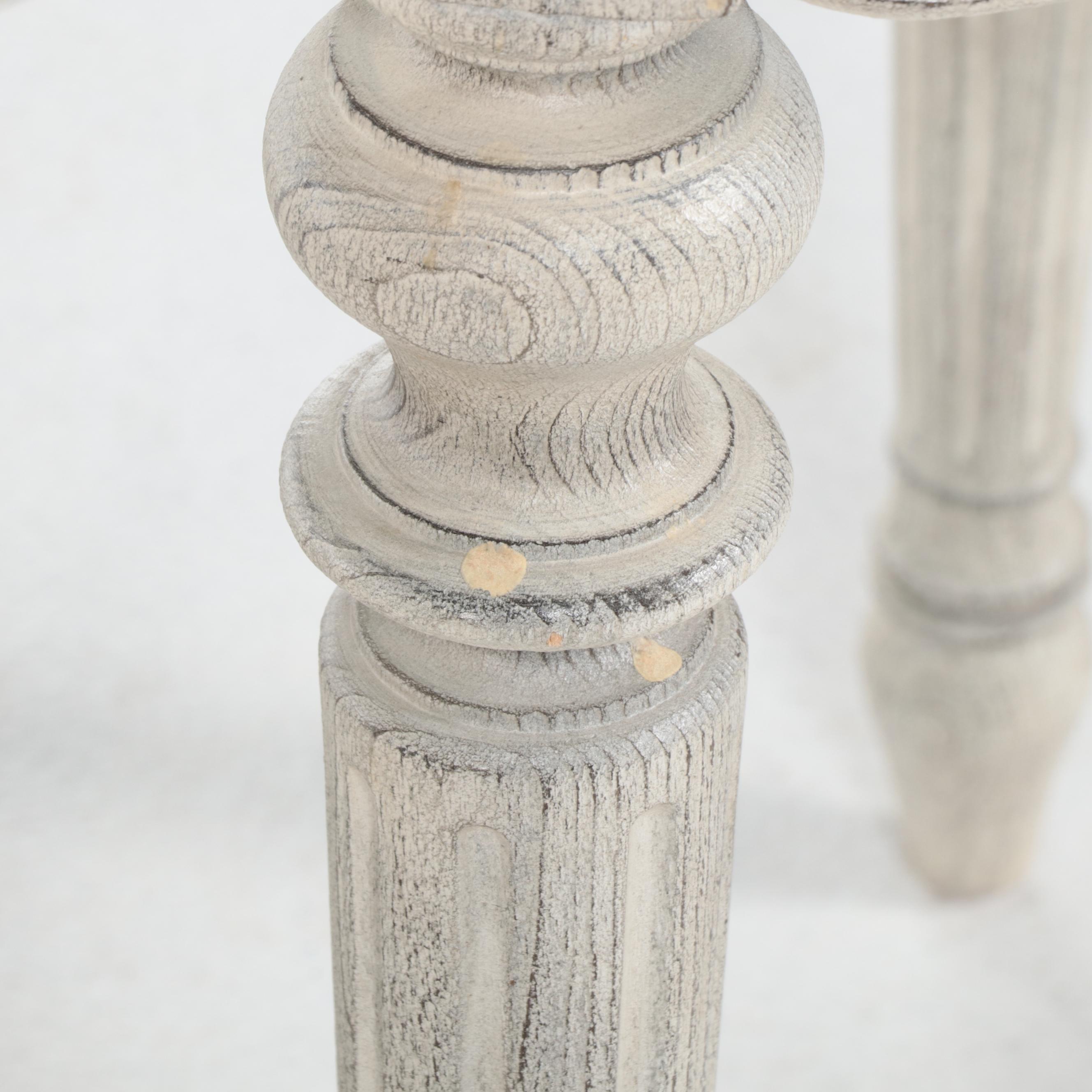 Two Pairs of Frontgate Cerused Hardwood and Leather Swivel Bar Stools