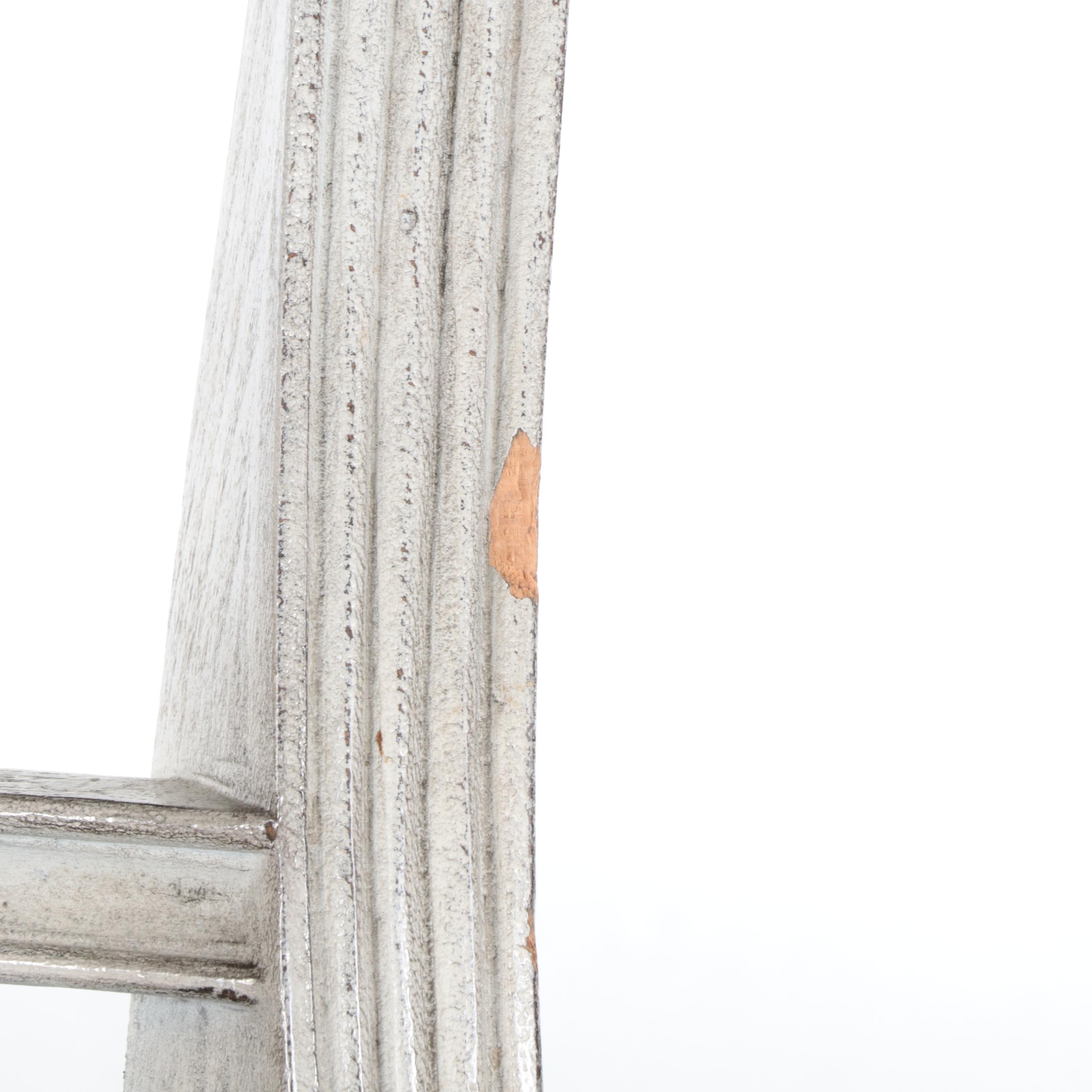 Two Pairs of Frontgate Cerused Hardwood and Leather Swivel Bar Stools