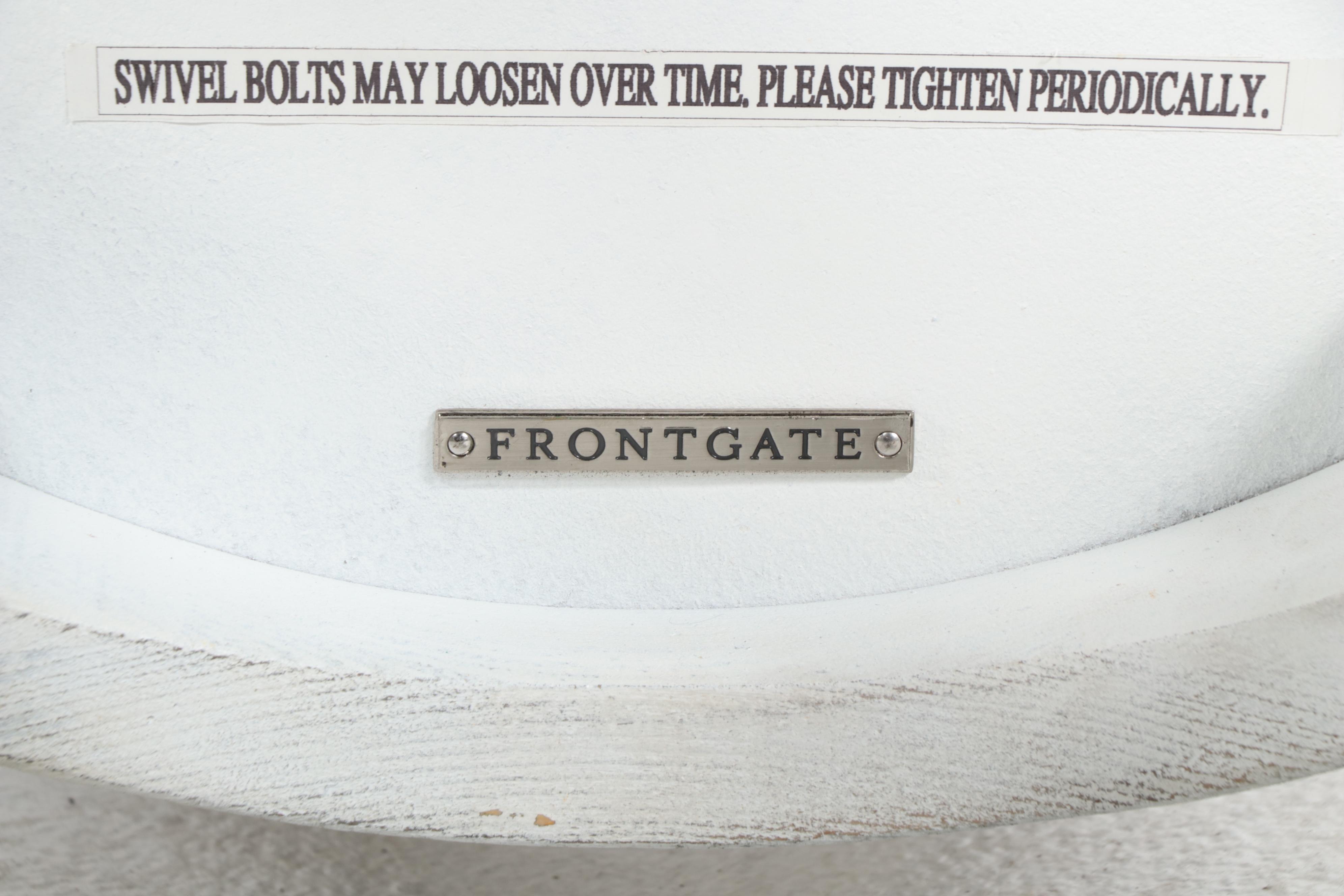 Two Pairs of Frontgate Cerused Hardwood and Leather Swivel Bar Stools