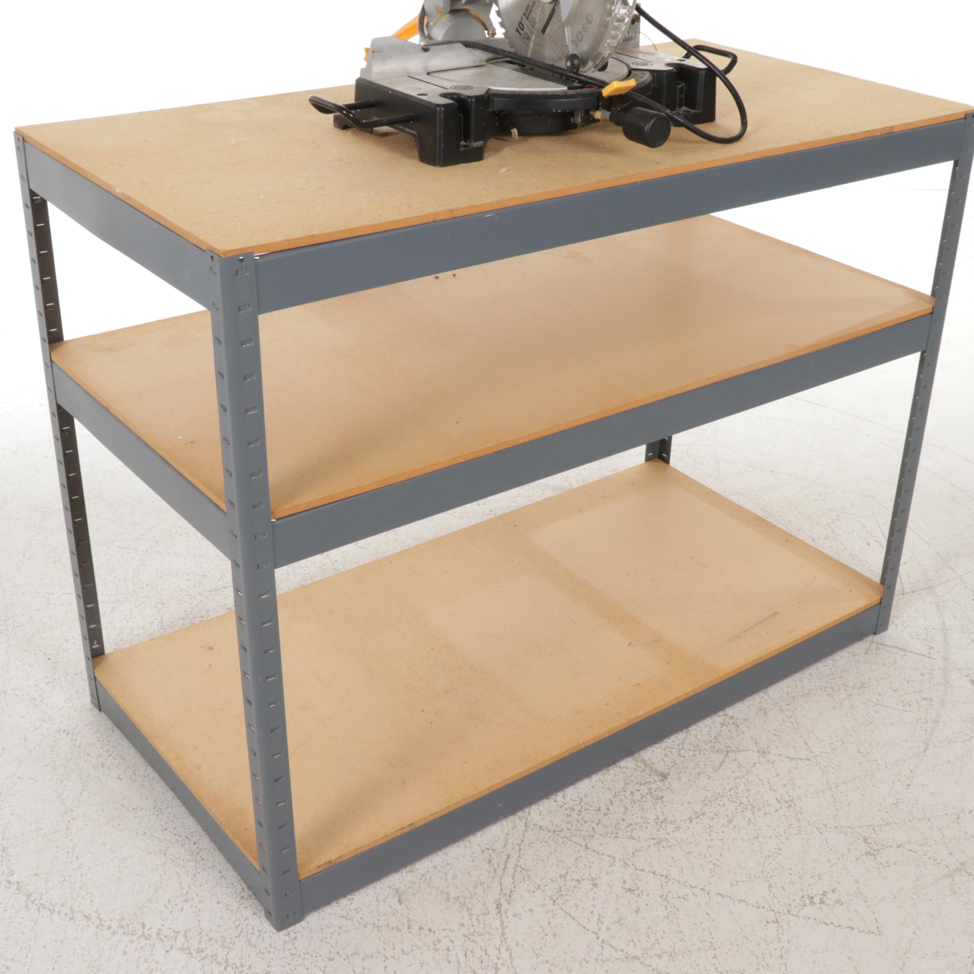 Chicago Electric 10" Compound Miter Saw on Metal Framed Work Table