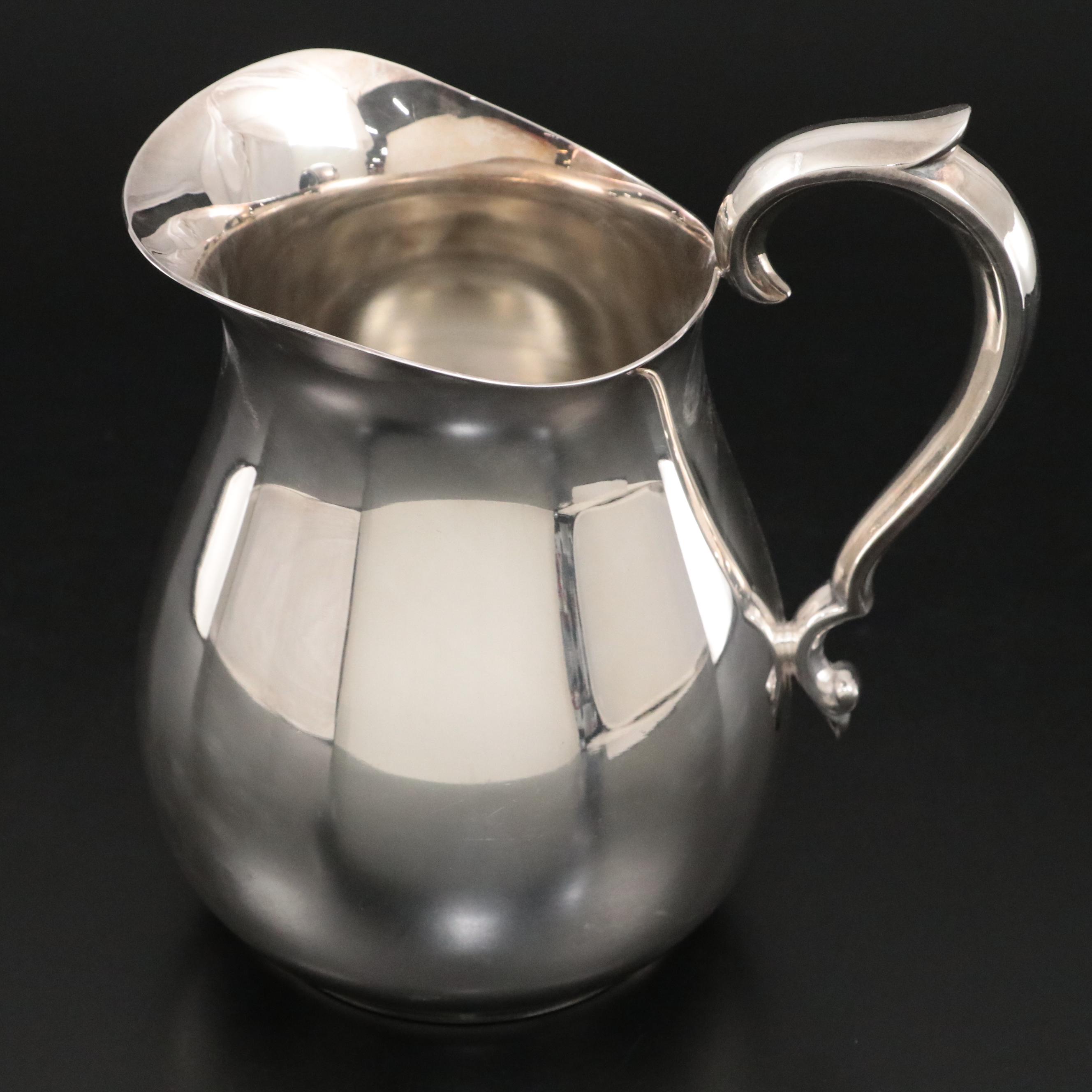 Reed & Barton Silver Plate Pitcher with Homan Mfg. Co. Stemware and Tray