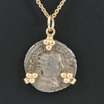 14K Necklace with Ancient Roman Antoninianus Coin of Gordian III, ca. 240 A.D.