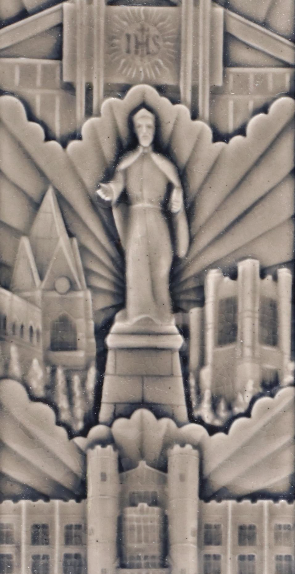 Rookwood Pottery "Together for Others" Xavier University Tile with Bird Ornament