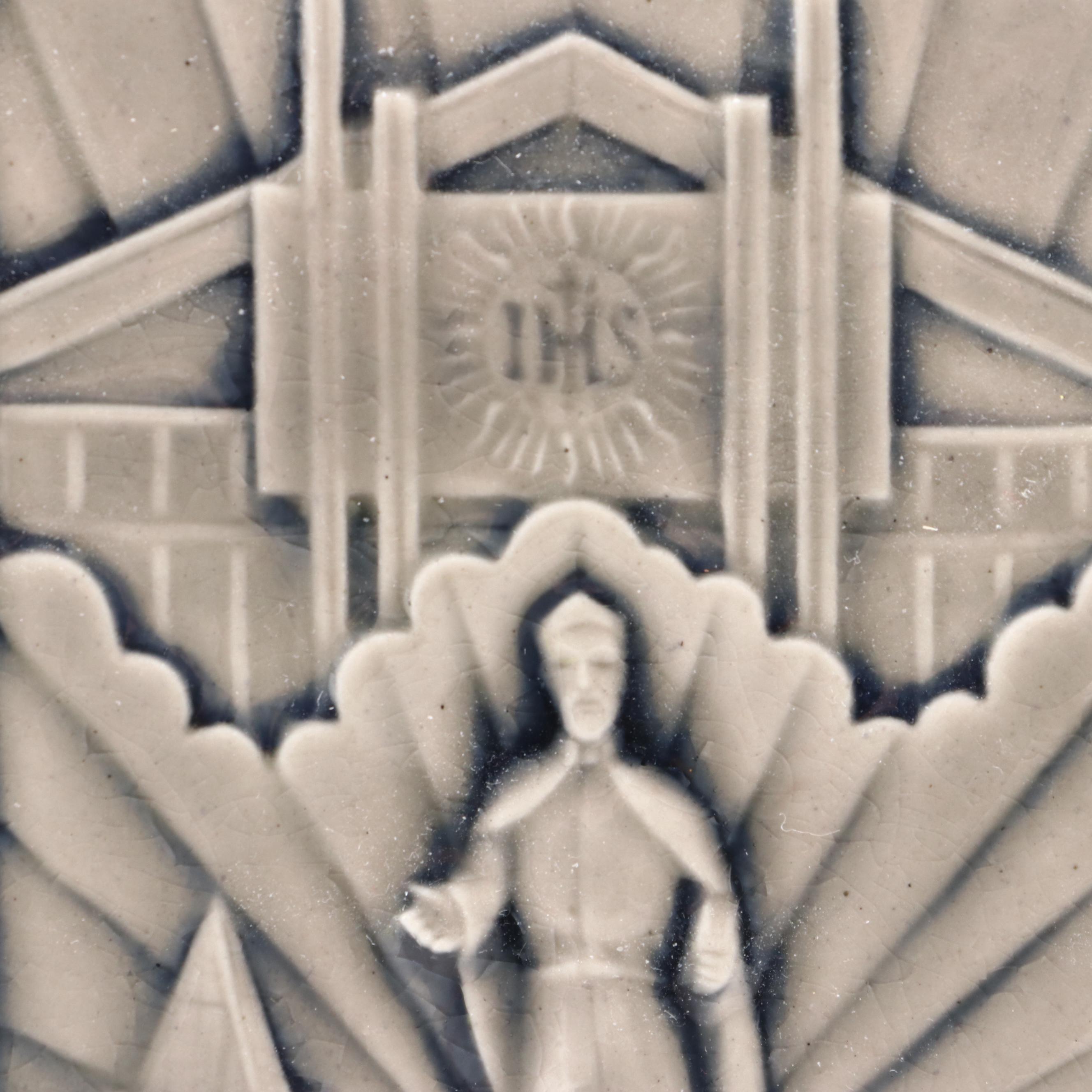 Rookwood Pottery "Together for Others" Xavier University Tile with Bird Ornament