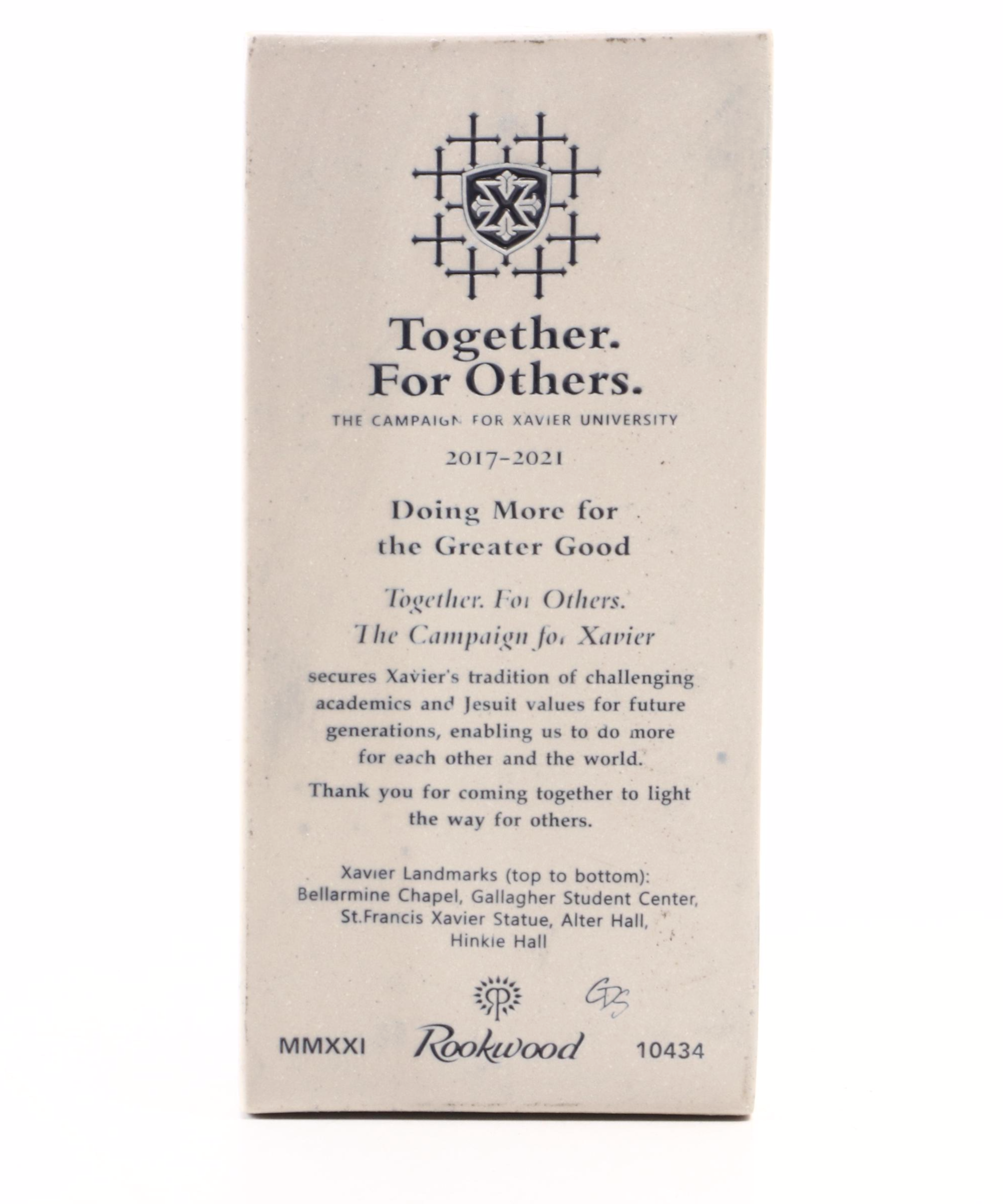 Rookwood Pottery "Together for Others" Xavier University Tile with Bird Ornament