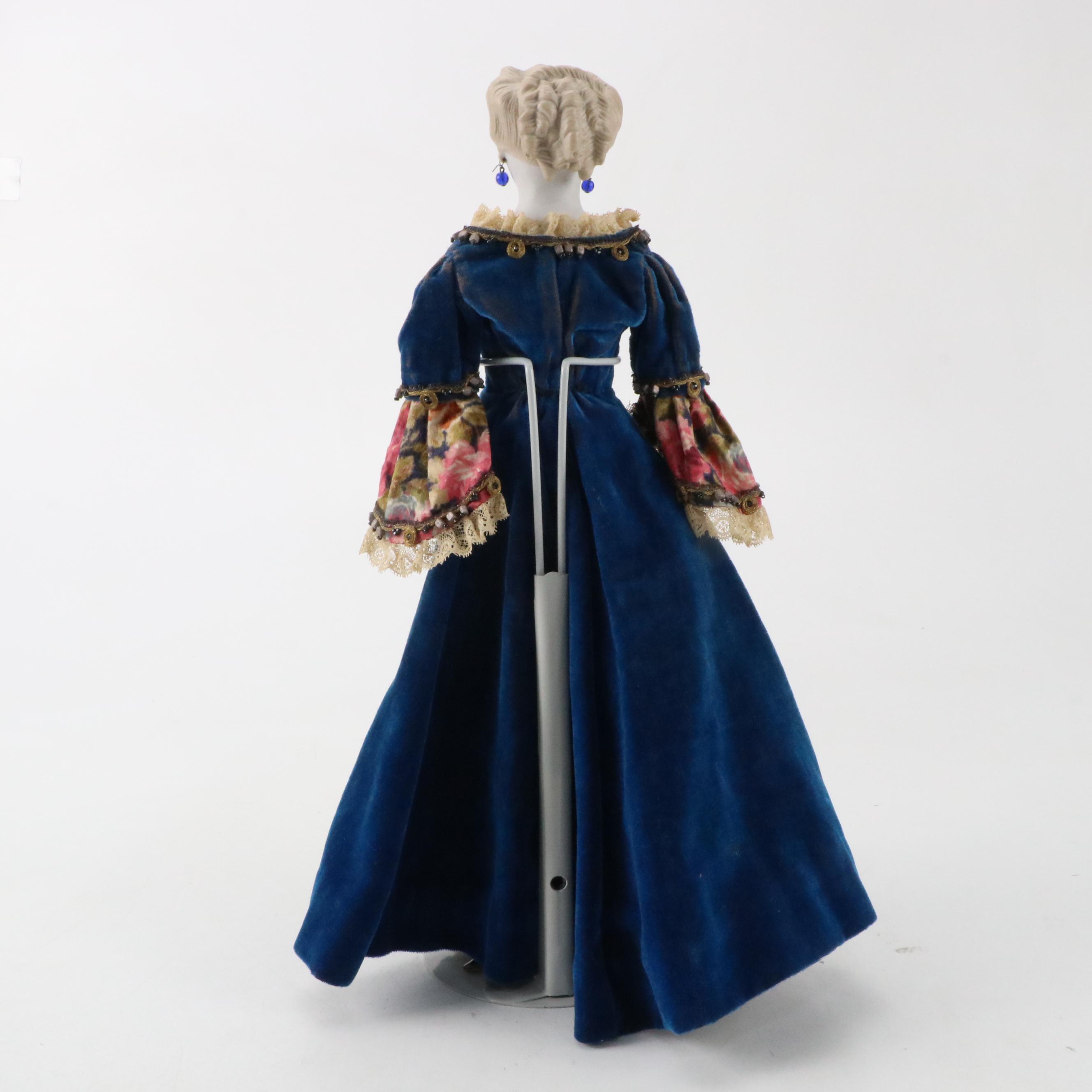 Kling German Tinted Parian with Molded Café au Lait Hair Doll with Pierced Ears