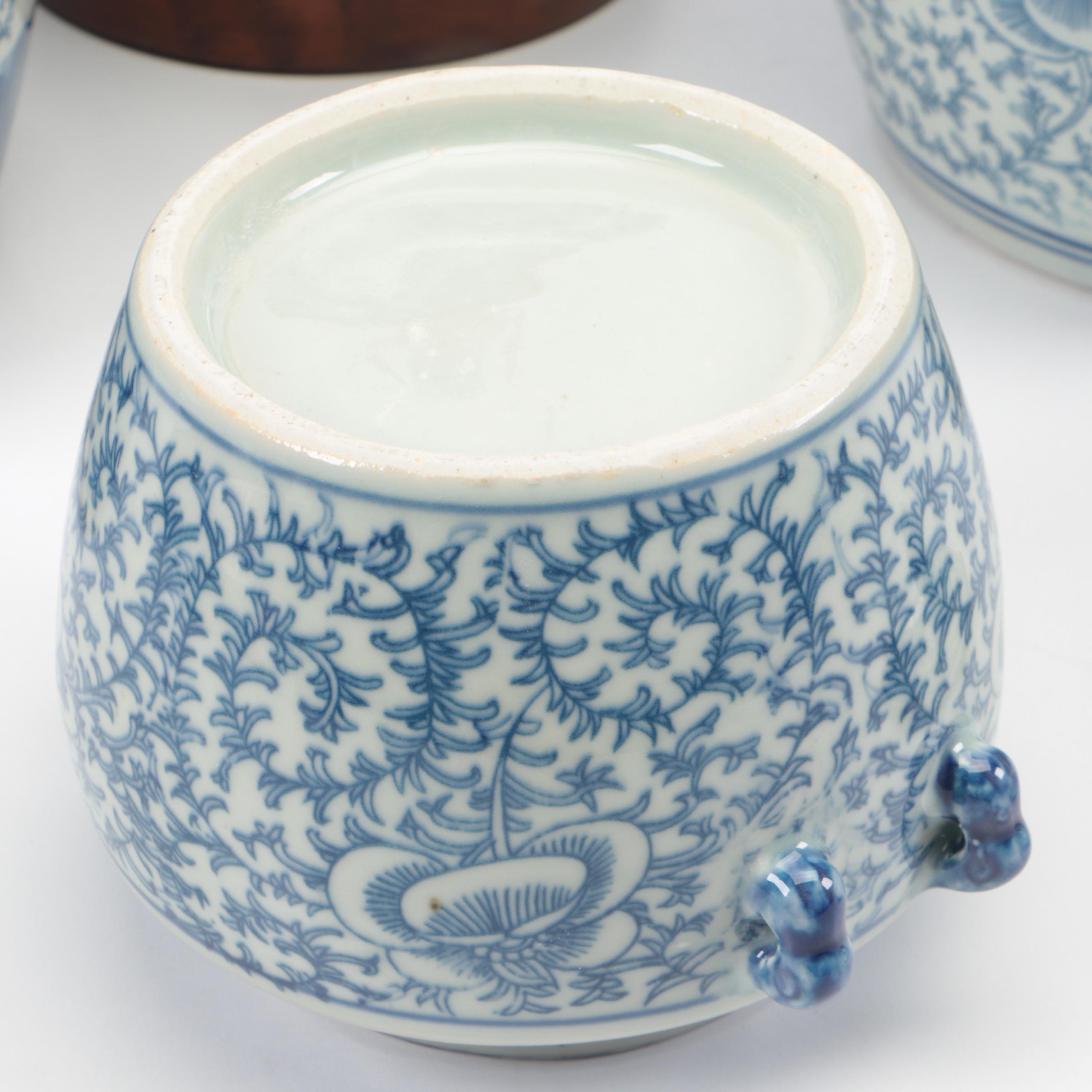 Ralph Lauren Blue and White Porcelain Jar Lamp with Chinese Ginger Jars, Vintage