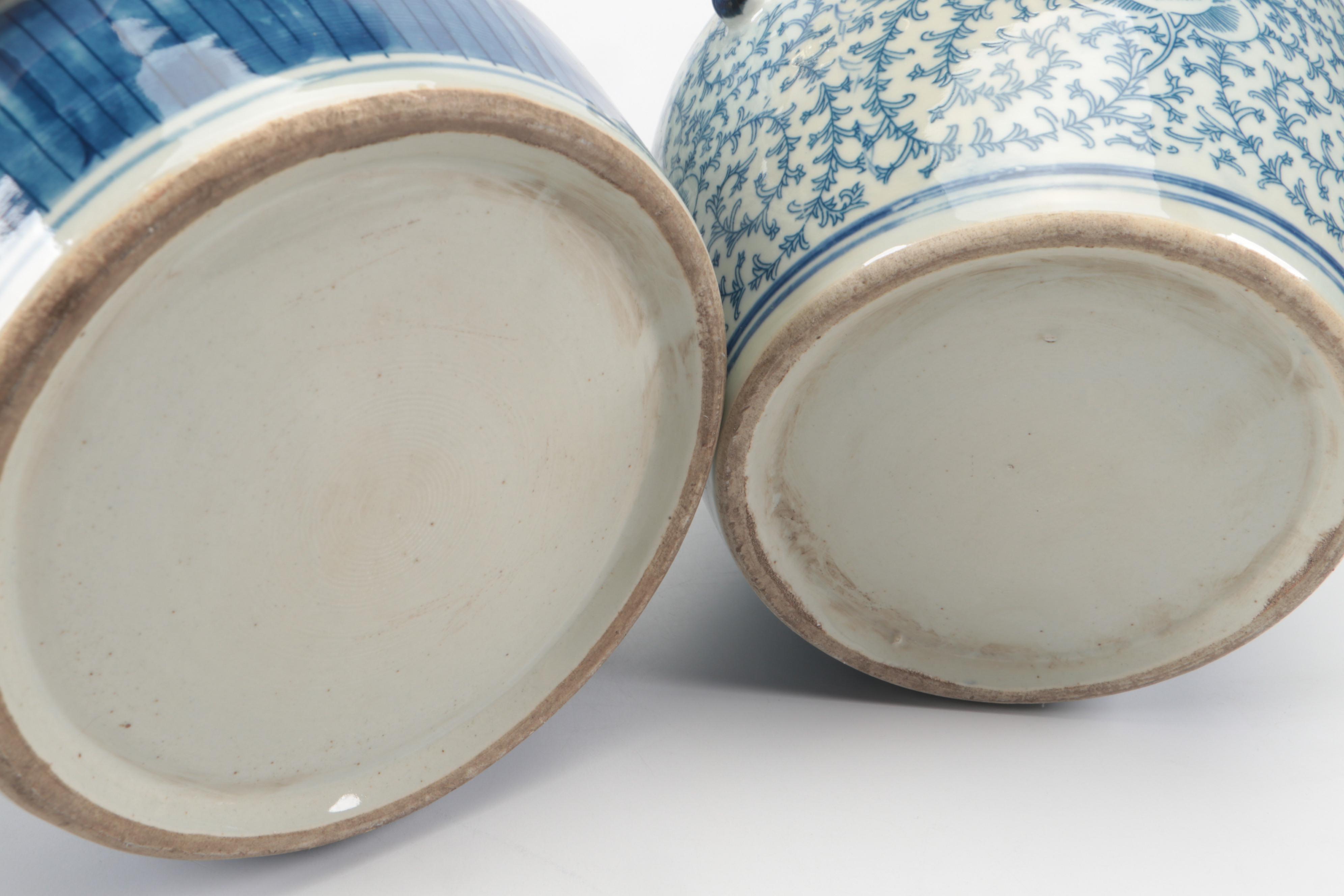 Ralph Lauren Blue and White Porcelain Jar Lamp with Chinese Ginger Jars, Vintage