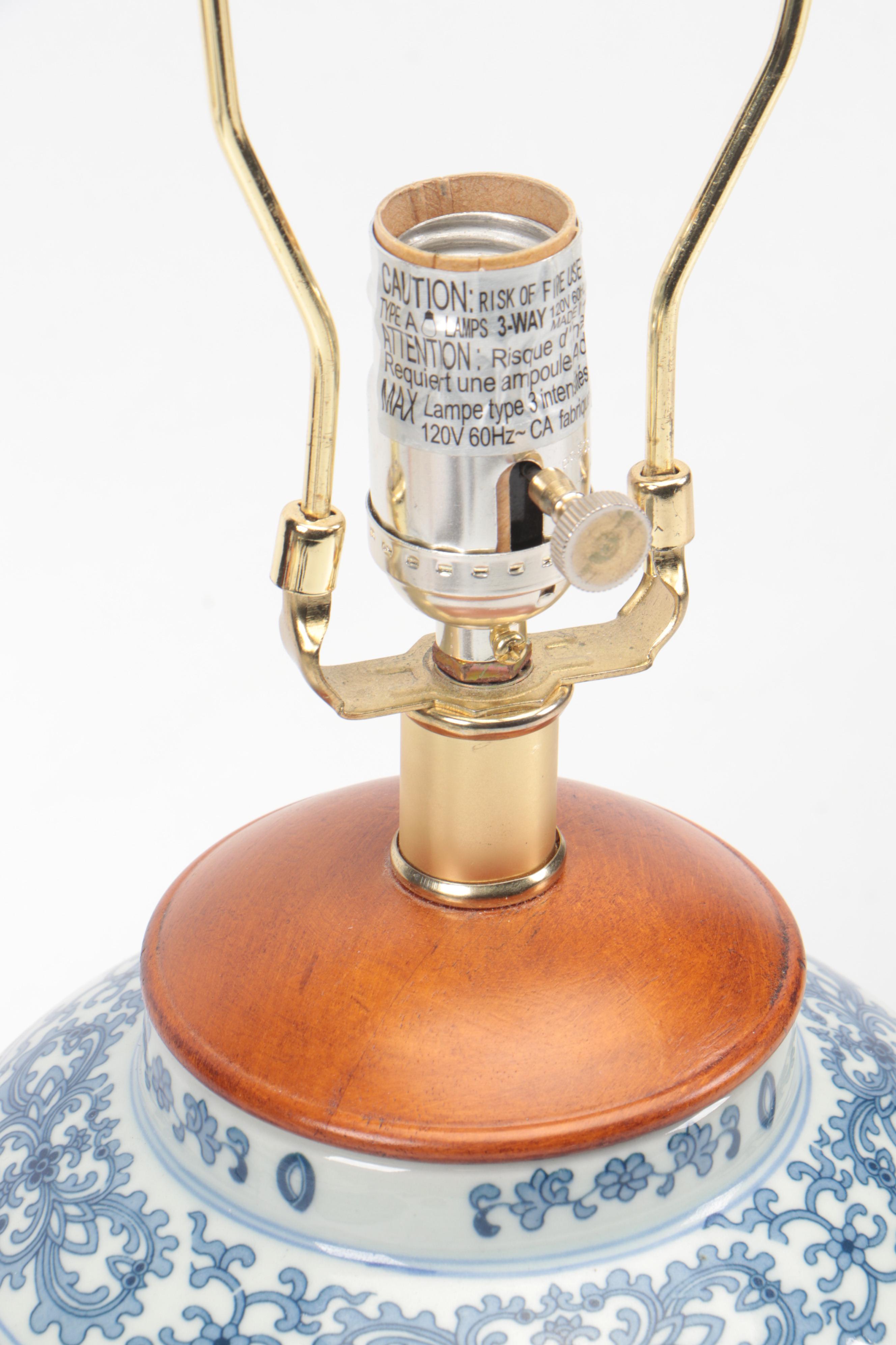 Ralph Lauren Blue and White Porcelain Jar Lamp with Chinese Ginger Jars, Vintage