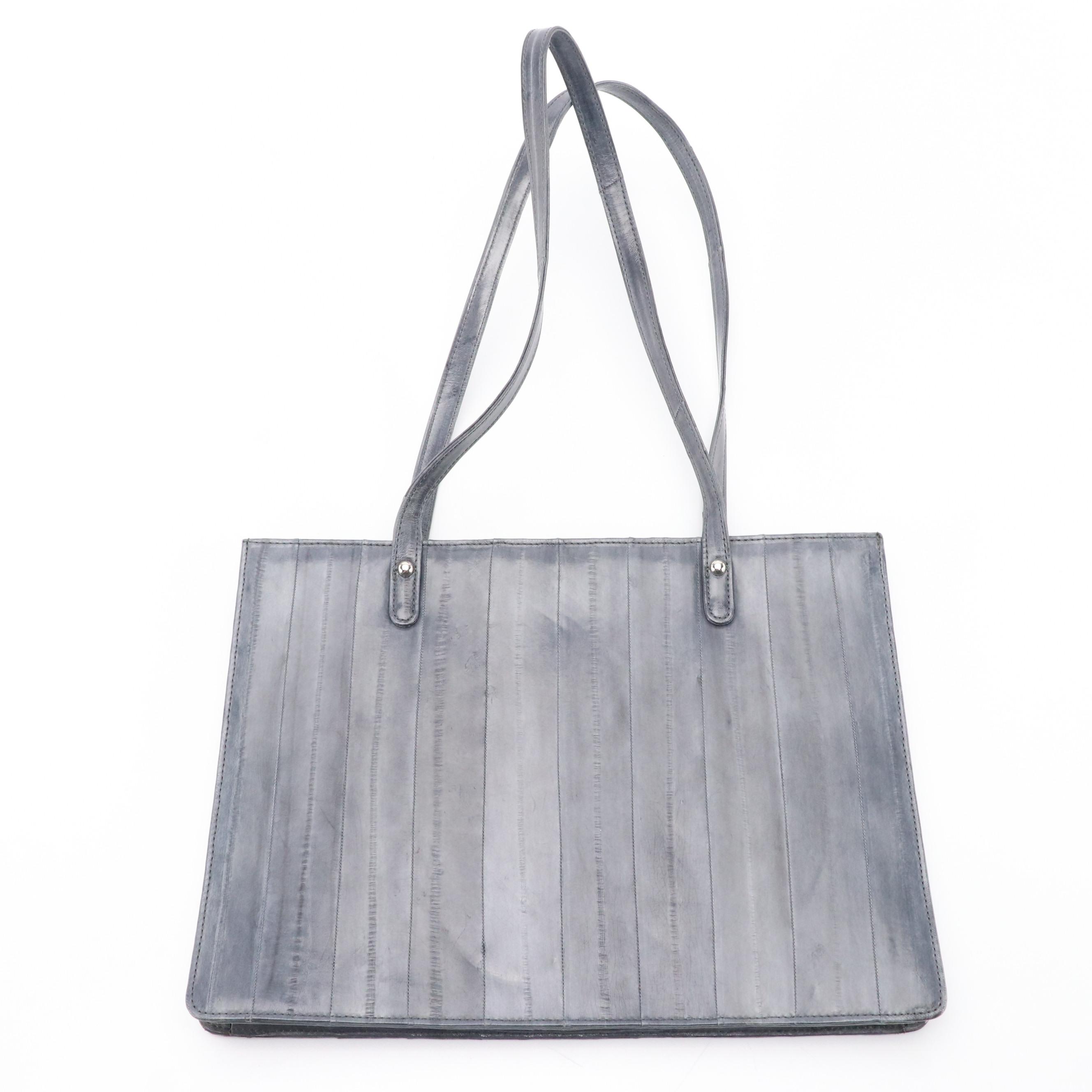 Eel Skin Kiss Lock Clutch and Shoulder Bag