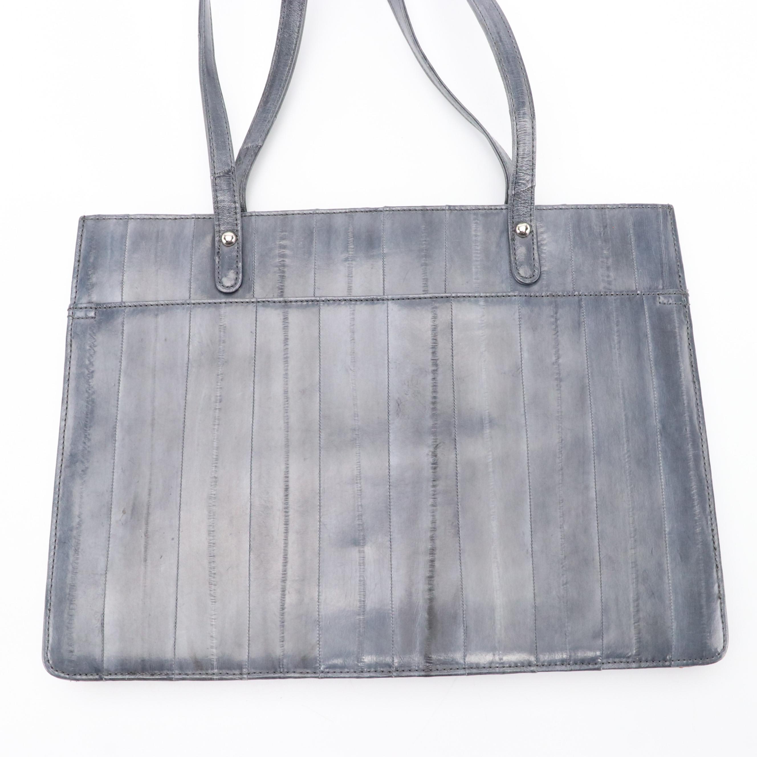 Eel Skin Kiss Lock Clutch and Shoulder Bag