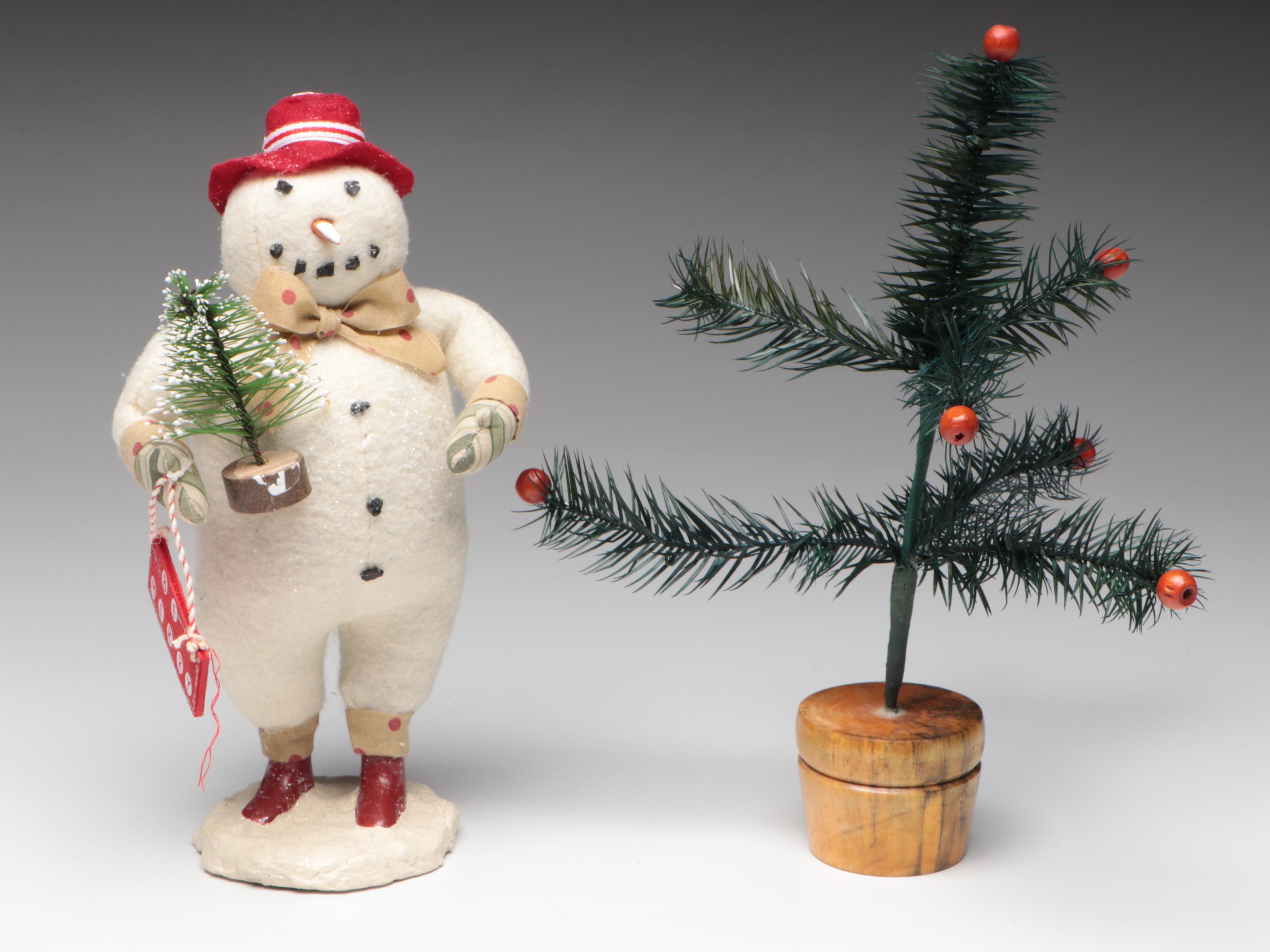 Plush Snowman Figure, Santa and Christmas Tree Displays, Ornaments and More