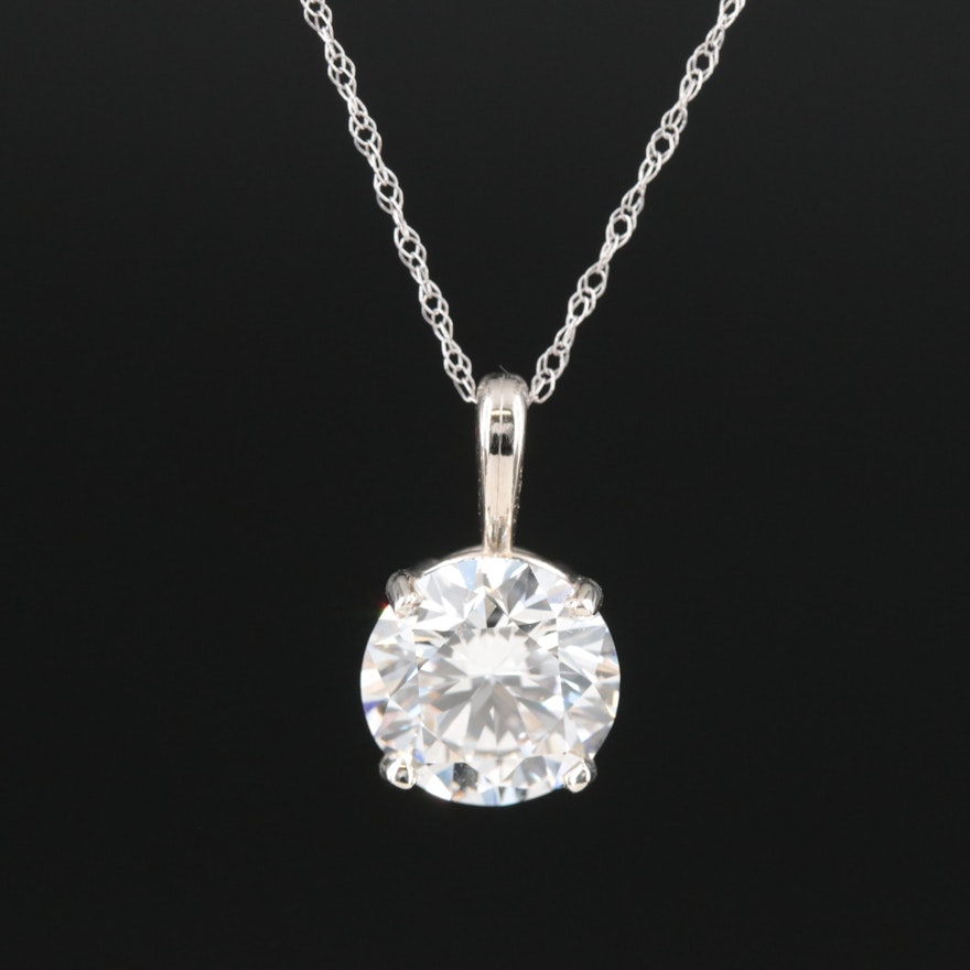 14K 2.00 CT Lab Grown Diamond Solitaire Pendant Necklace with IGI Report