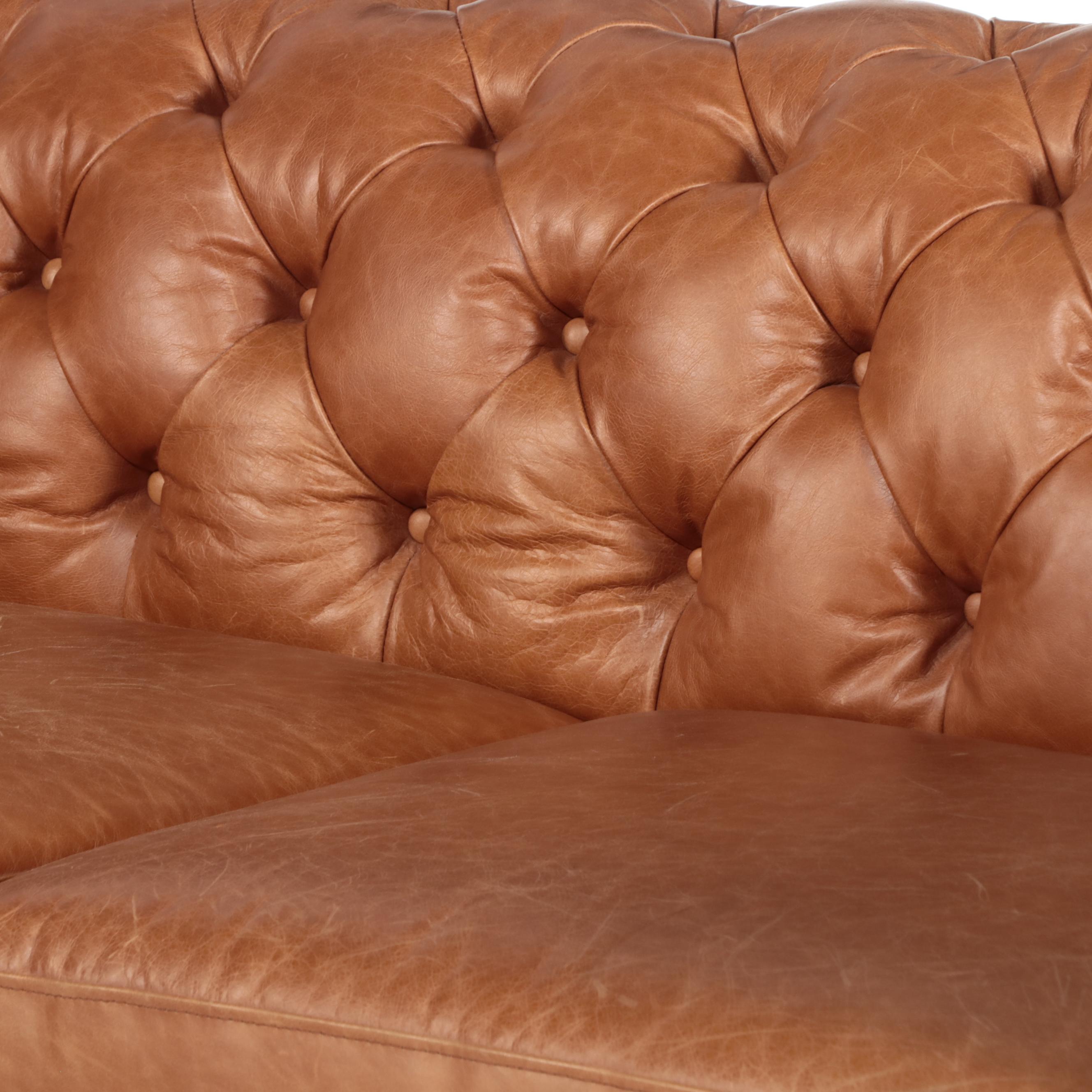 Jason Furniture ButtonTufted Leather TwoSeat Chesterfield Sofa EBTH