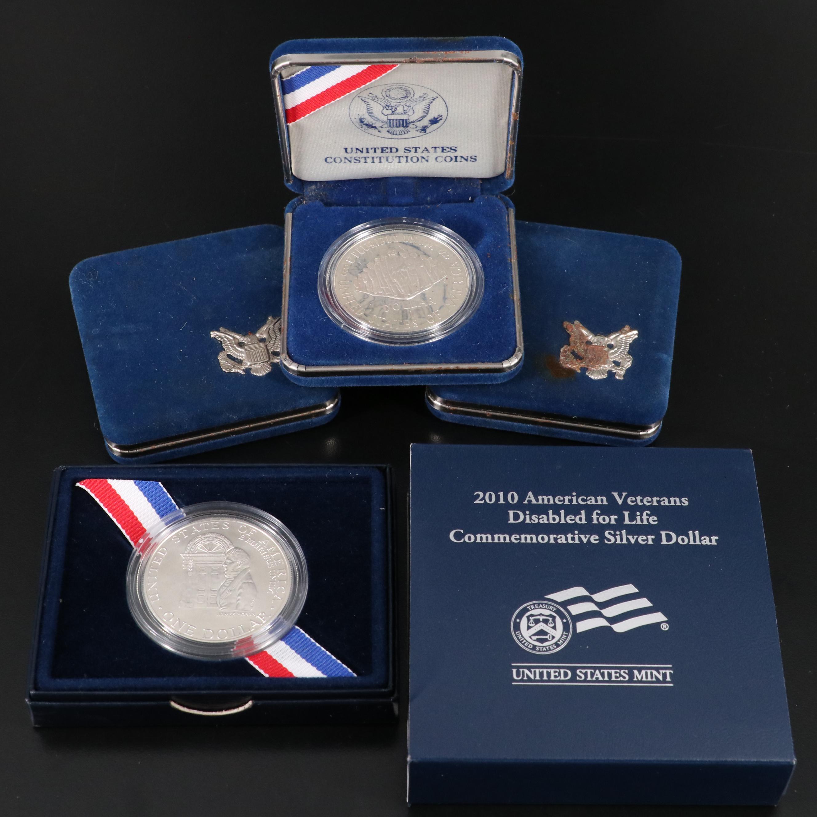 Five Modern Commemorative Silver Dollars