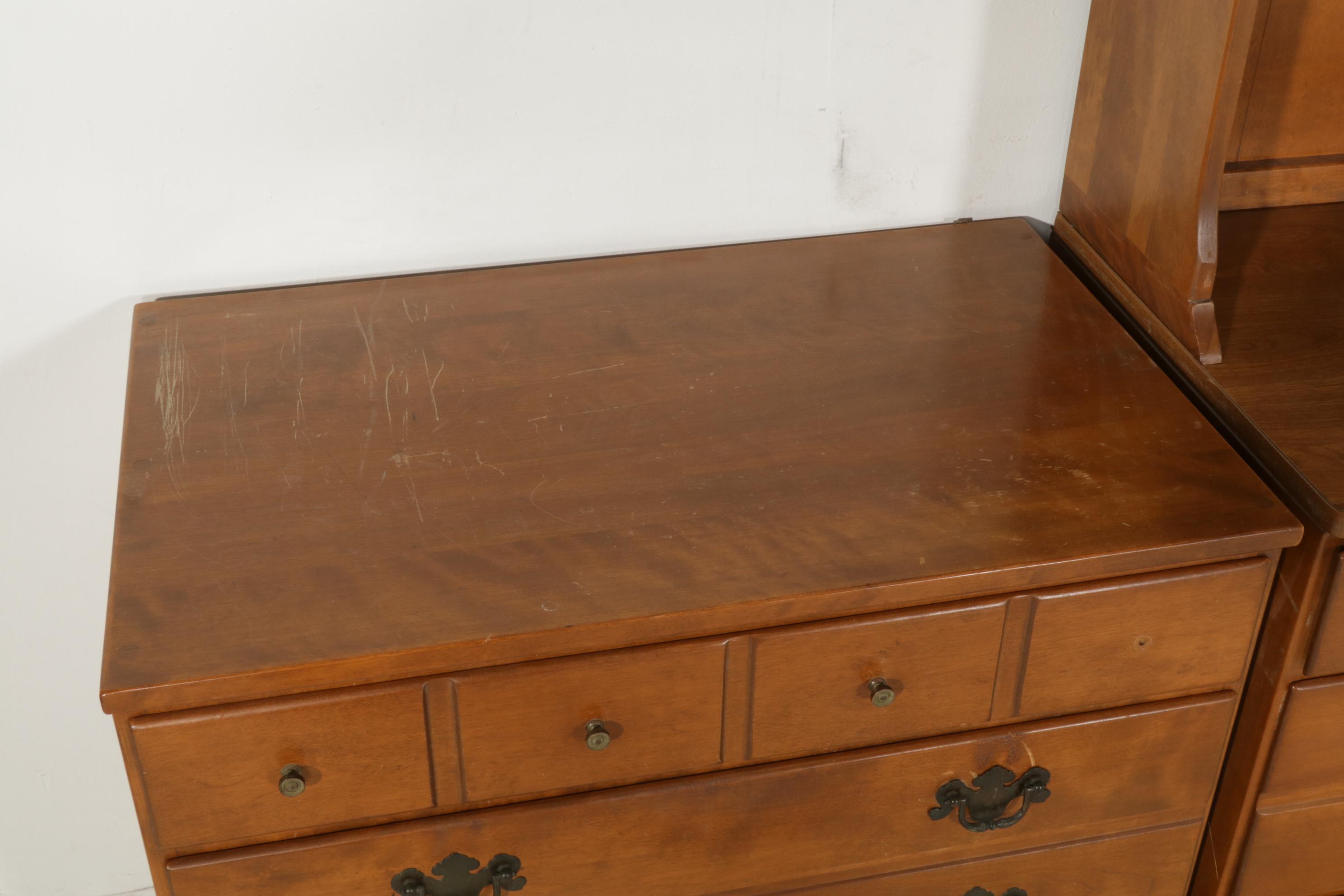 Ethan Allen "American Traditional" Maple Bed, Chests and Bookcases