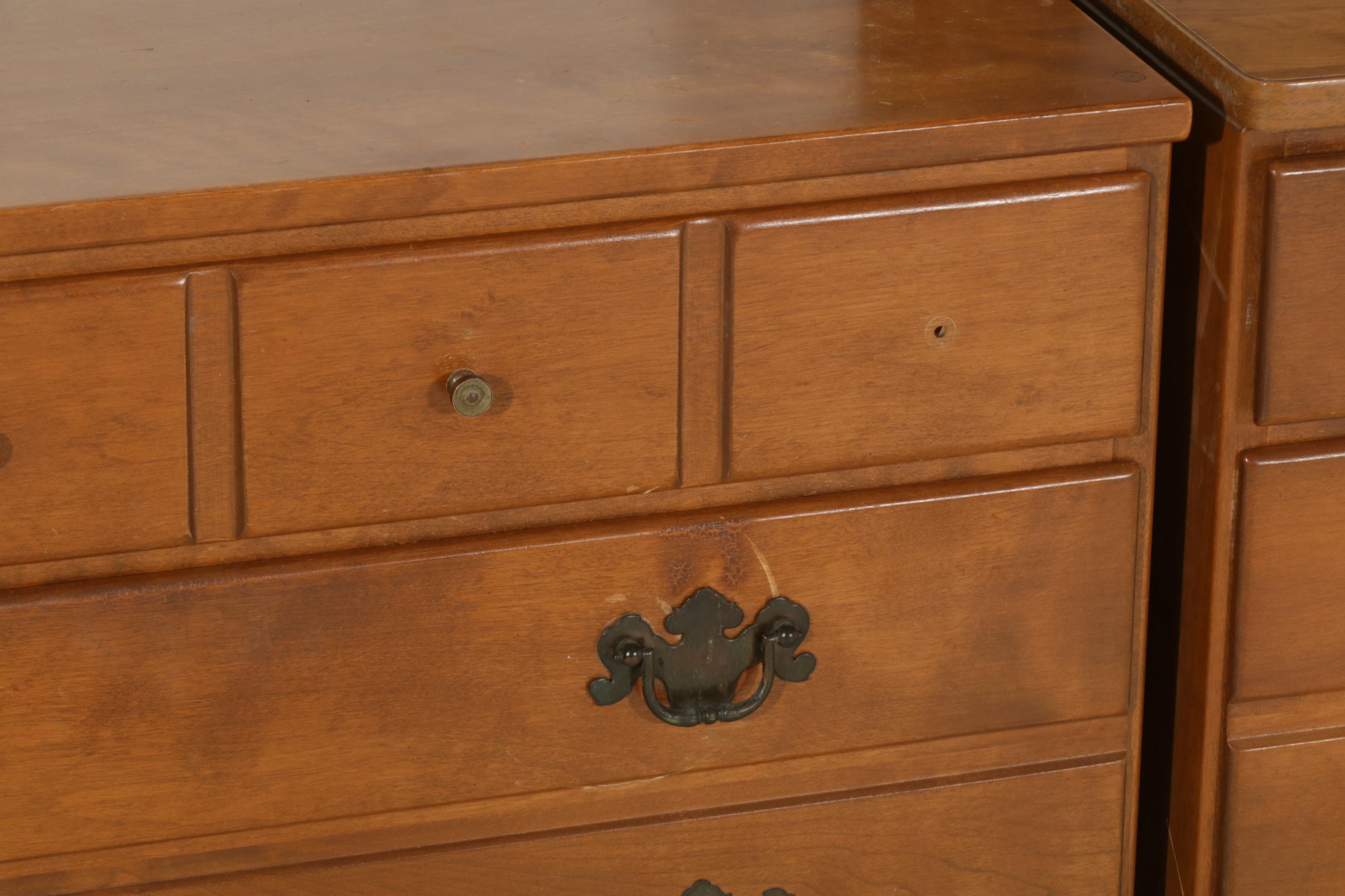 Ethan Allen "American Traditional" Maple Bed, Chests and Bookcases