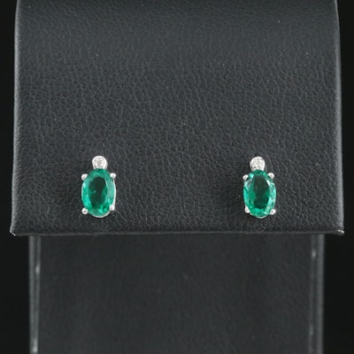 Sterling Quartz and Beryl Doublet and Diamond Earrings