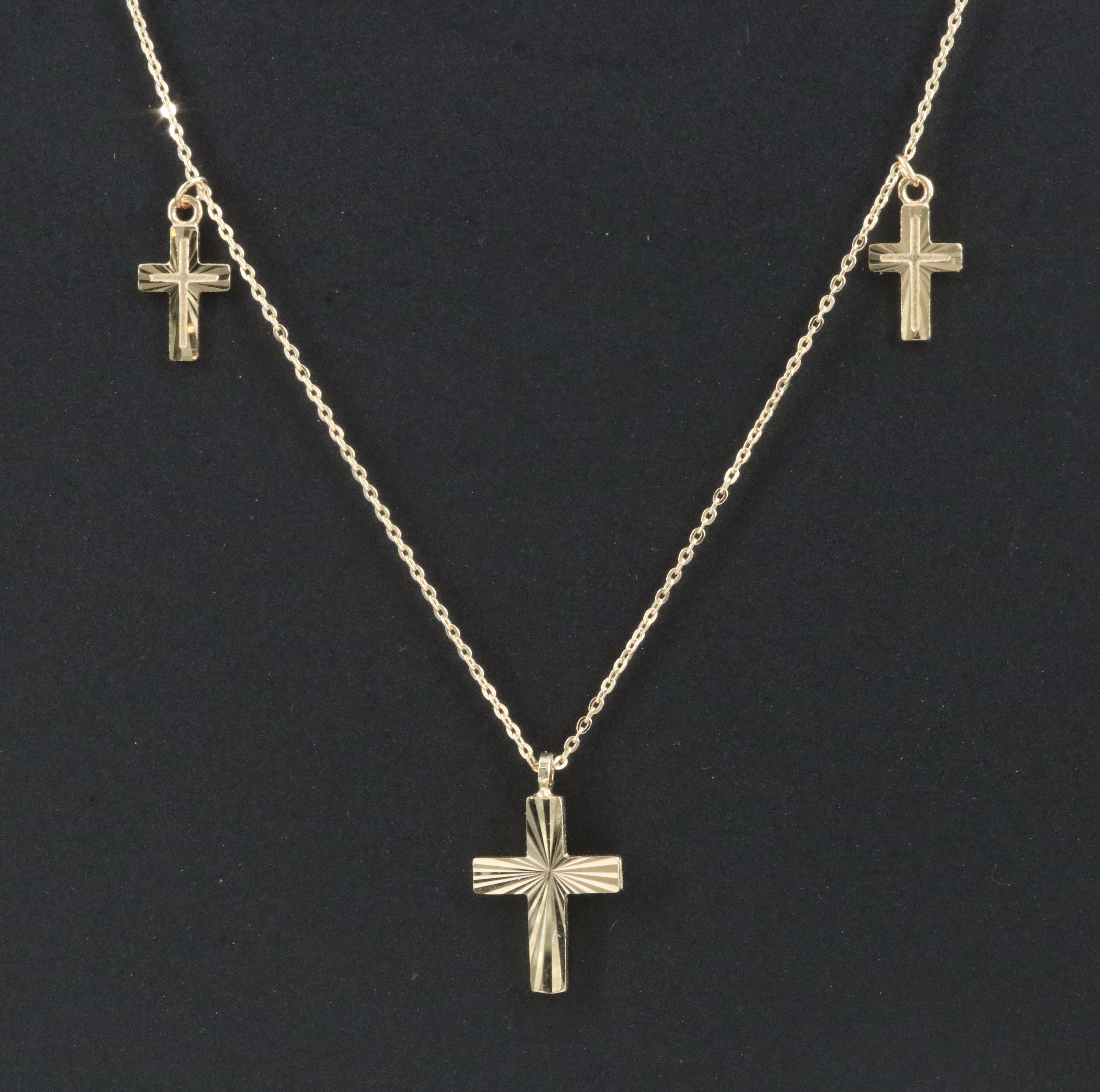 14K Triple Cross Necklace