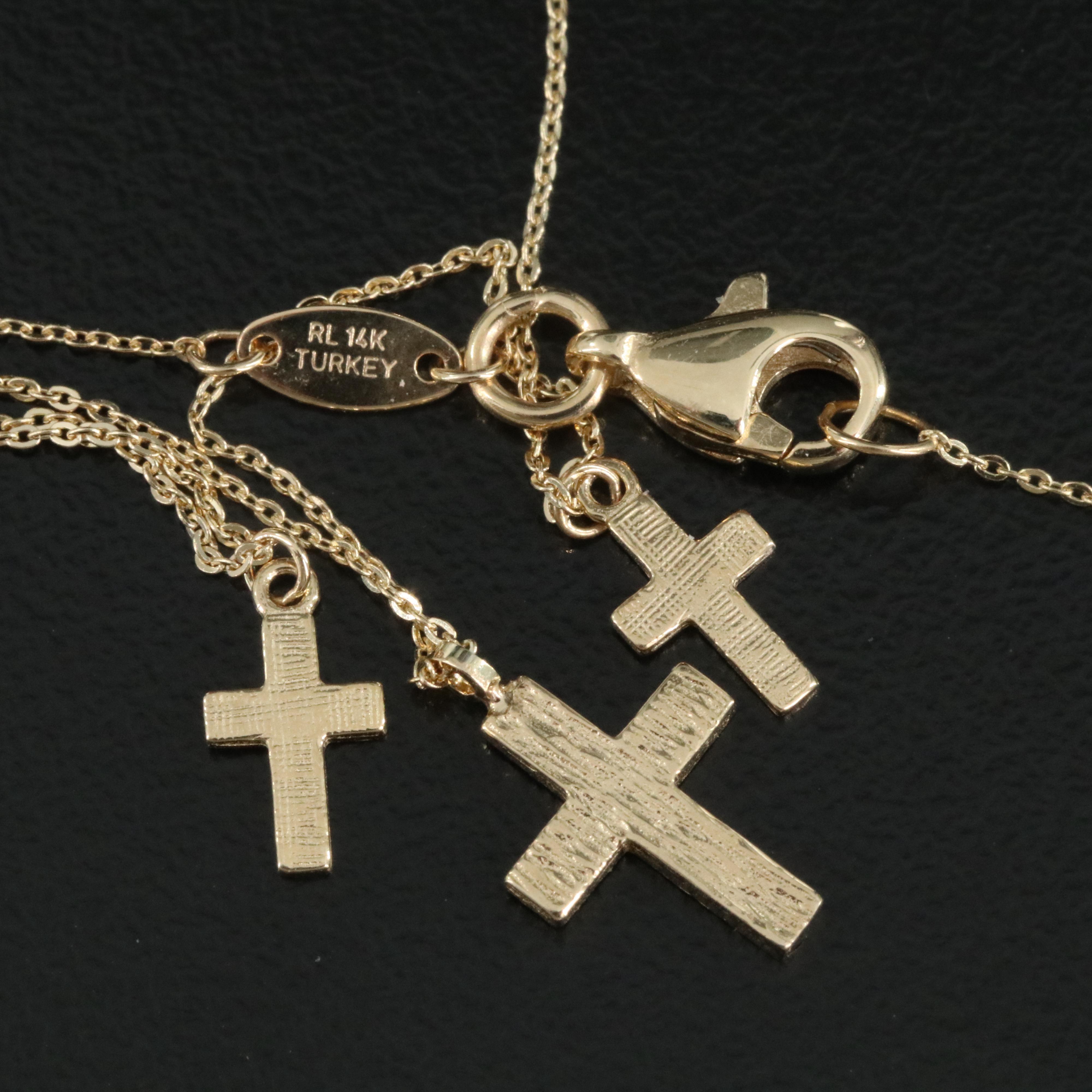 14K Triple Cross Necklace