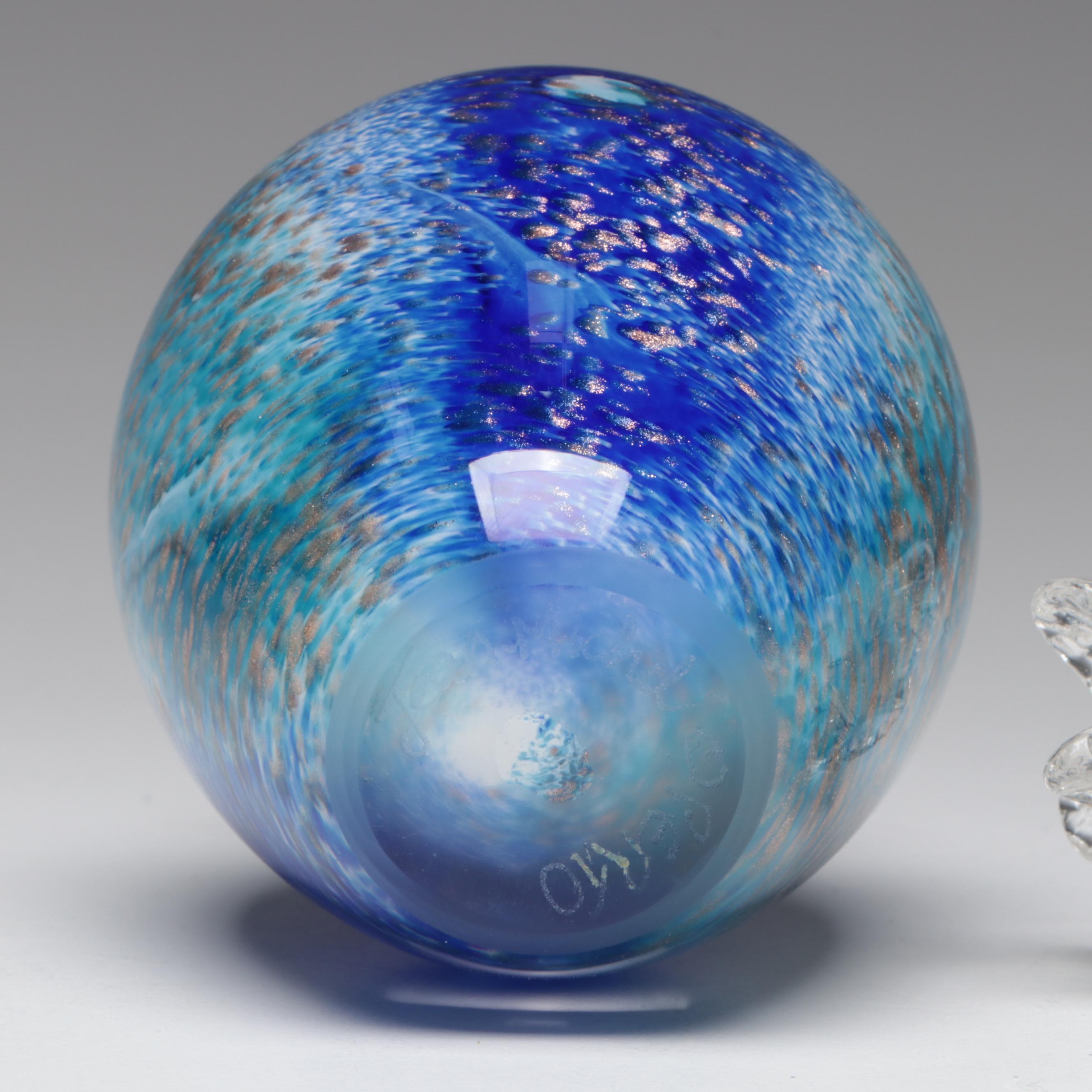 Millefiori Glass Bowl with Artist Signed Perfume Bottle