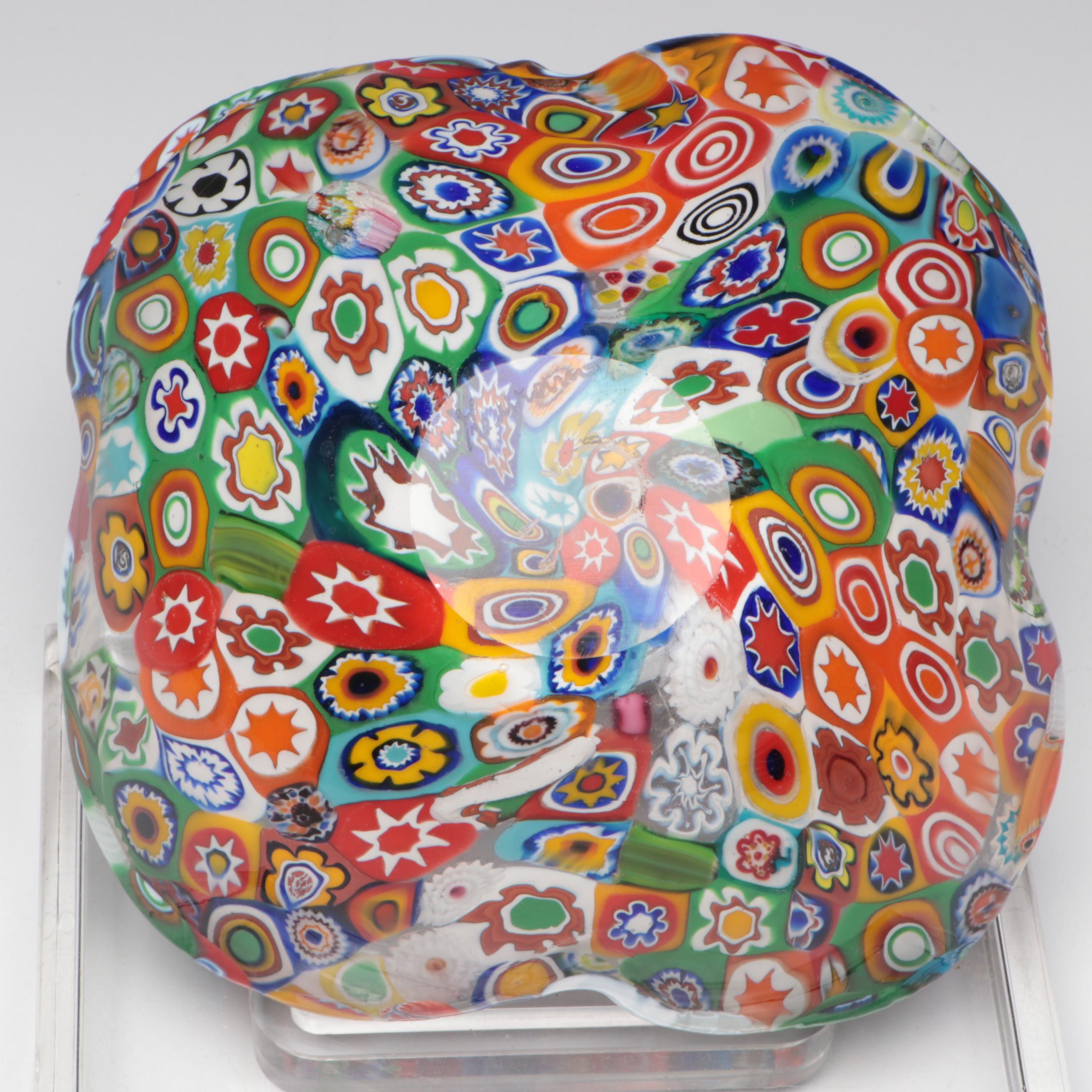Millefiori Glass Bowl with Artist Signed Perfume Bottle
