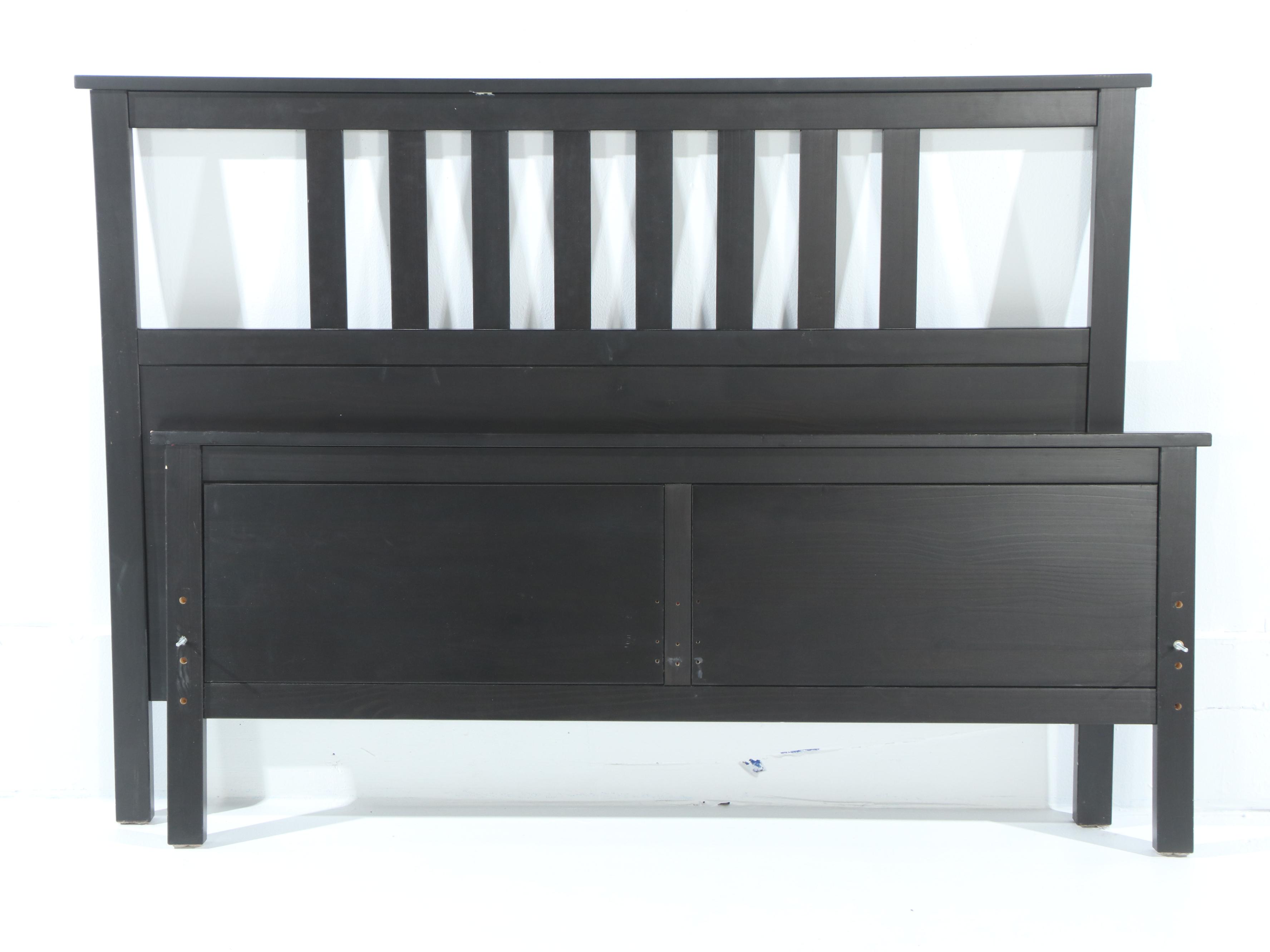 Carina Bengs for IKEA "Hemnes" Pine Queen Size Bed Frame in Black-Brown Finish