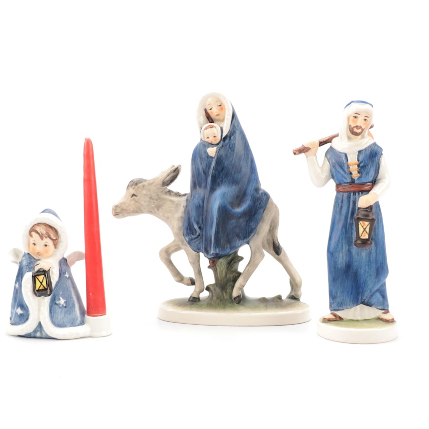 Goebel "Mary and Baby Jesus" and "Joseph"  Figurines and Candle Holder