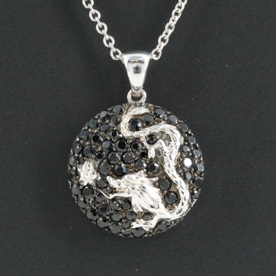 Sterling Spinel Pavé Year of the Dragon Pendant Necklace