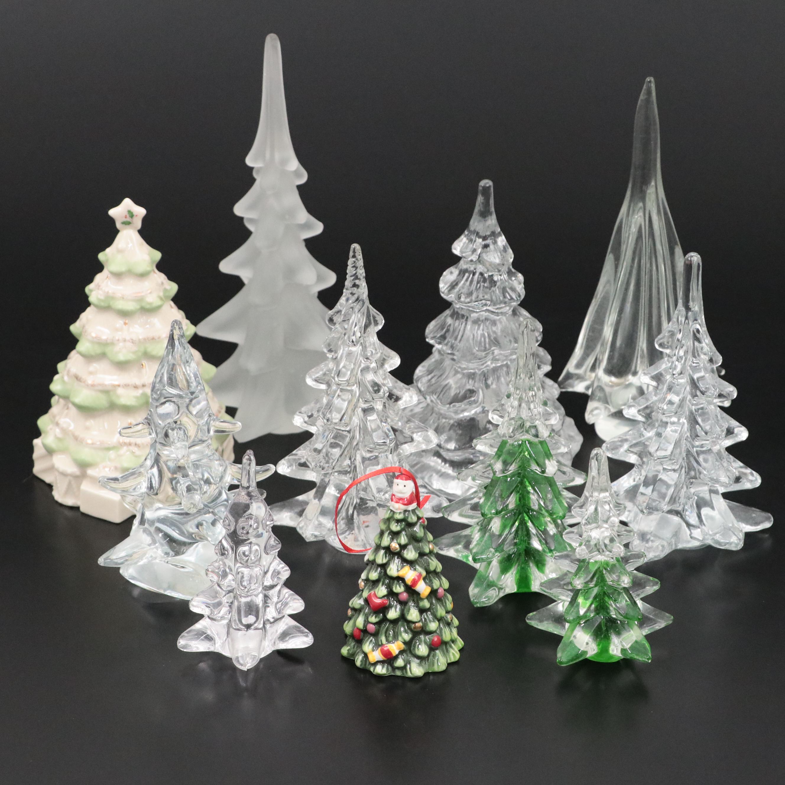 Lenox "Holiday" Porcelain with More Porcelain and Glass Christmas Tree Figurines