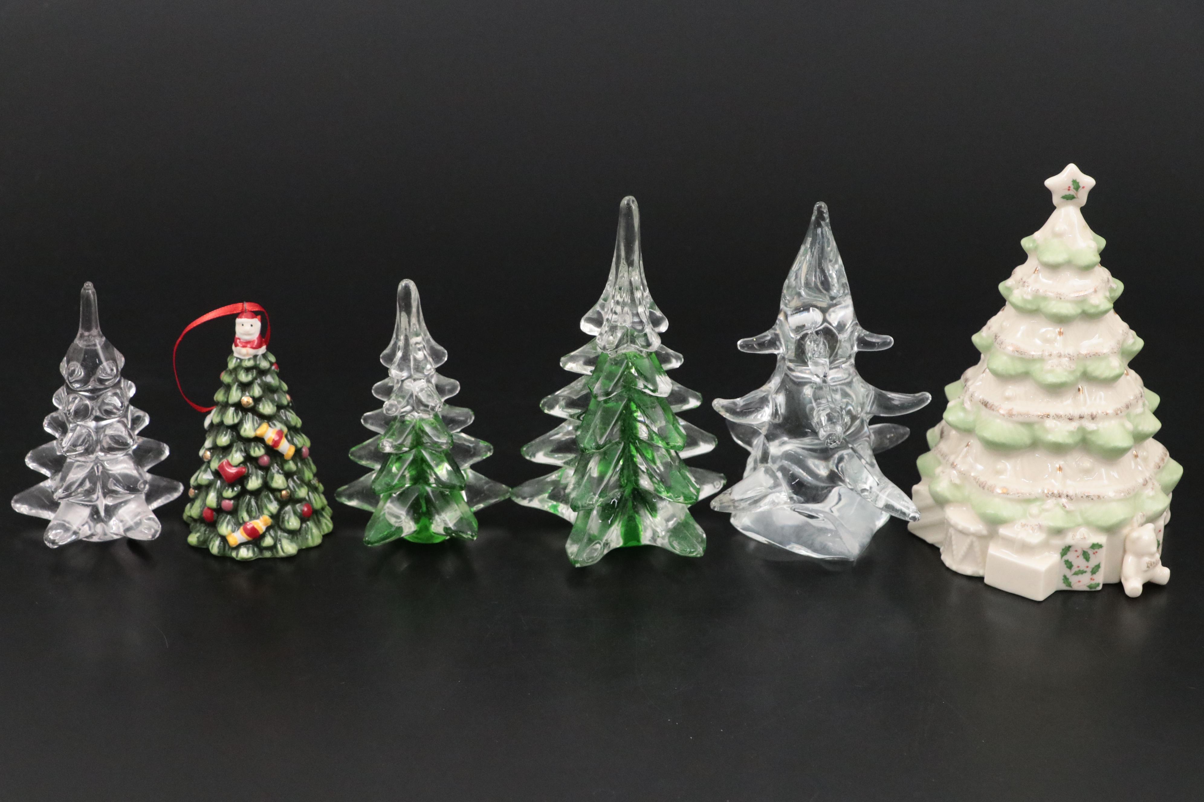 Lenox "Holiday" Porcelain with More Porcelain and Glass Christmas Tree Figurines