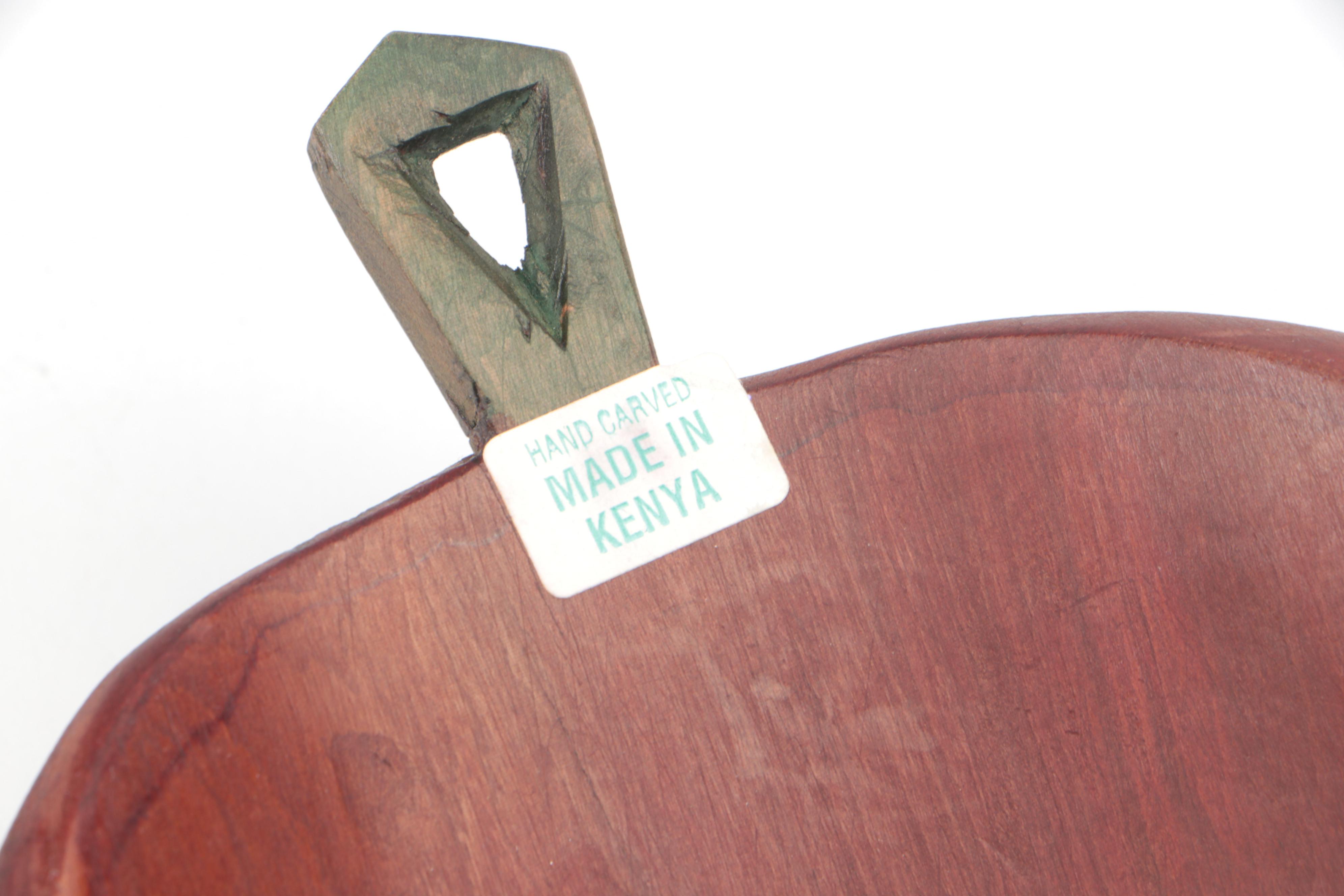 Kenyan Hand-Carved Polychrome Wooden Mask with Carved Wooden Figurines