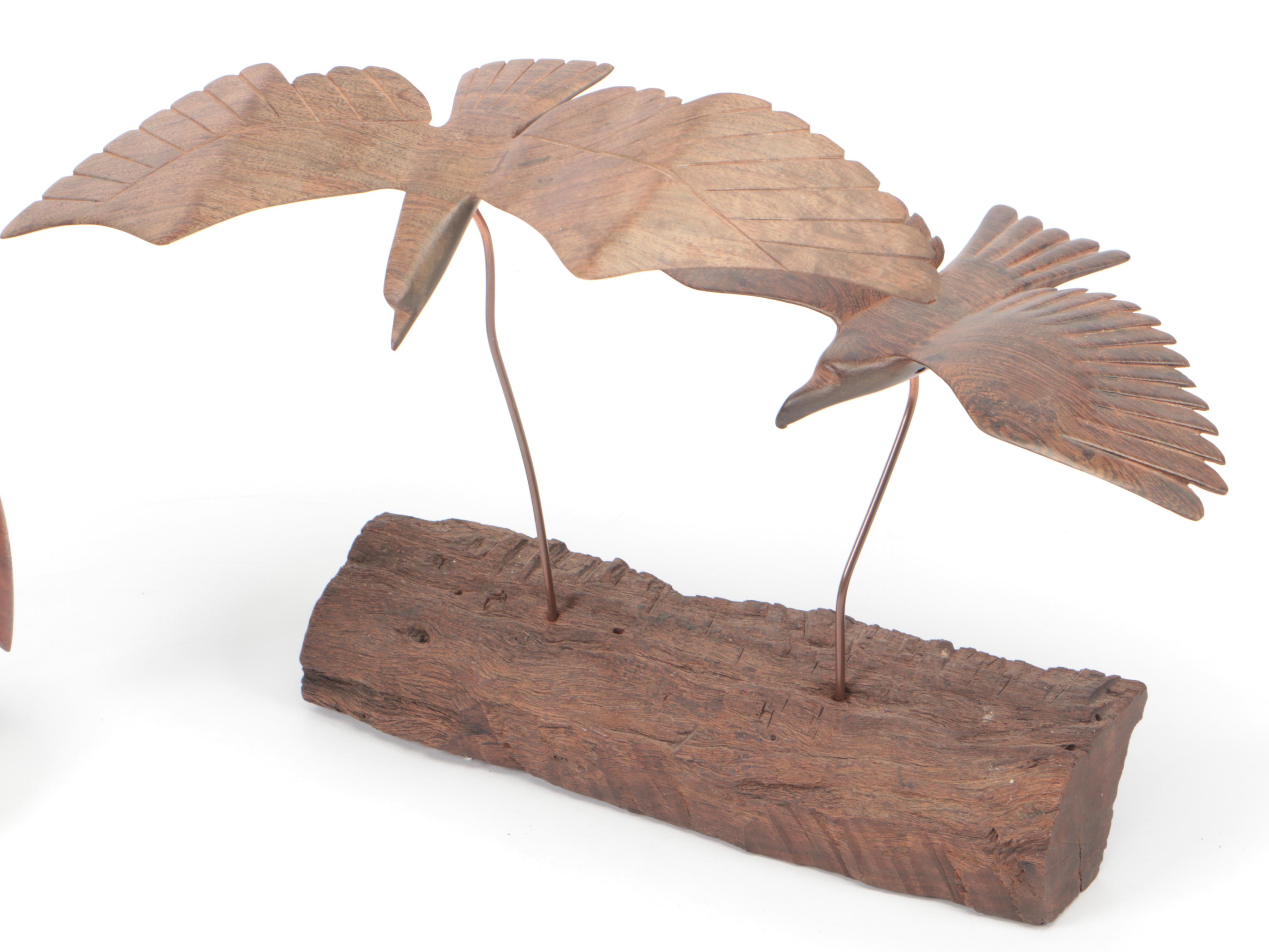 Kenyan Hand-Carved Polychrome Wooden Mask with Carved Wooden Figurines