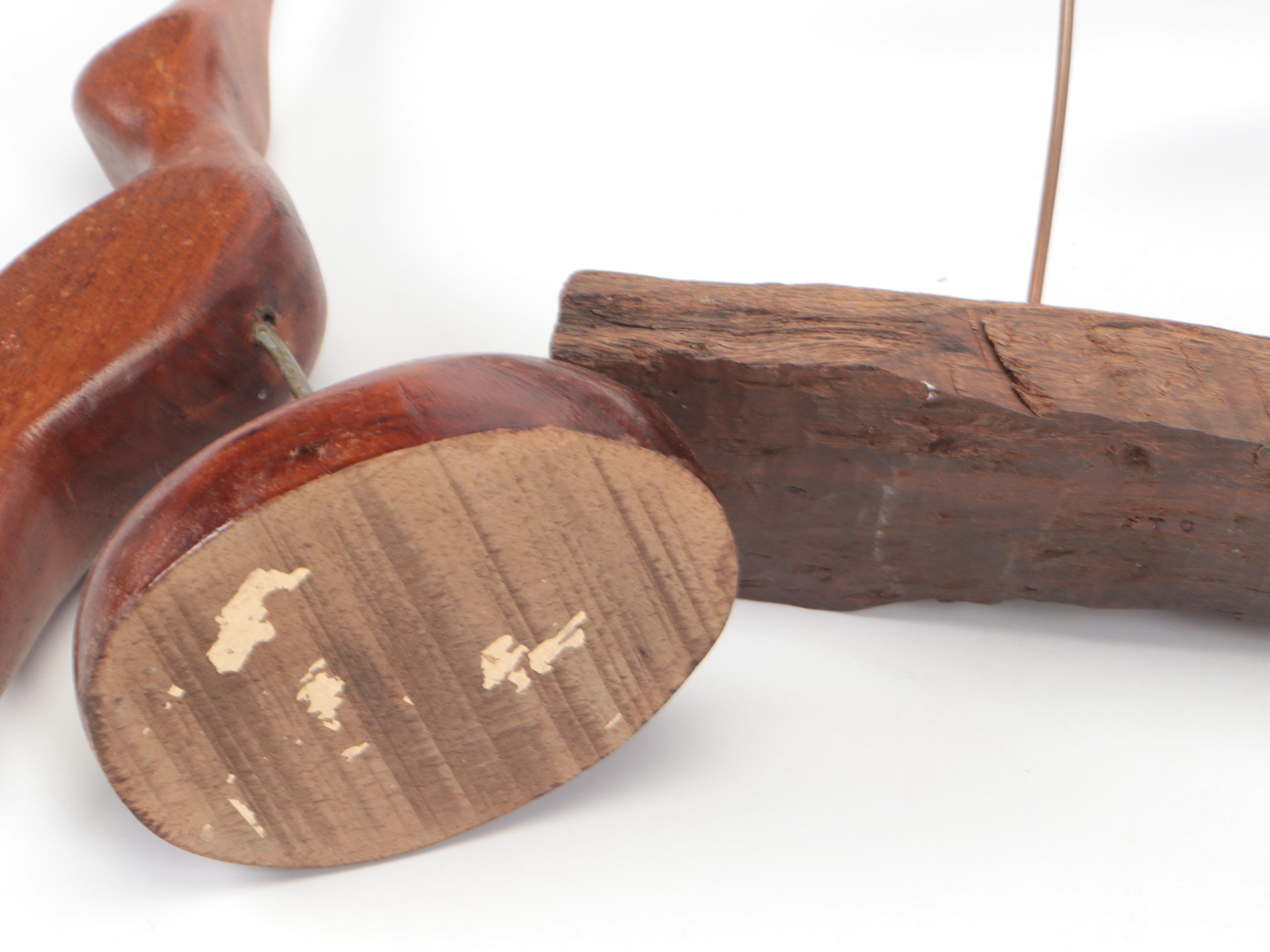 Kenyan Hand-Carved Polychrome Wooden Mask with Carved Wooden Figurines