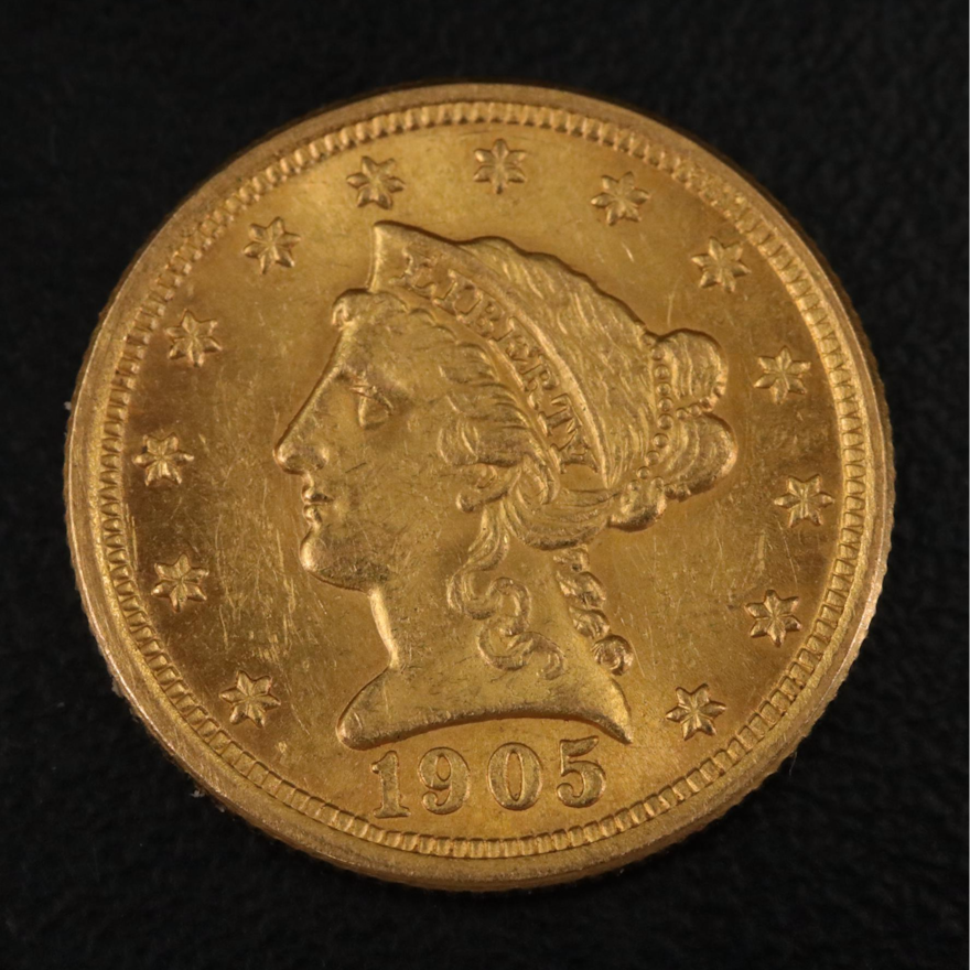 1905 Liberty Head $2 1/2 Gold Coin