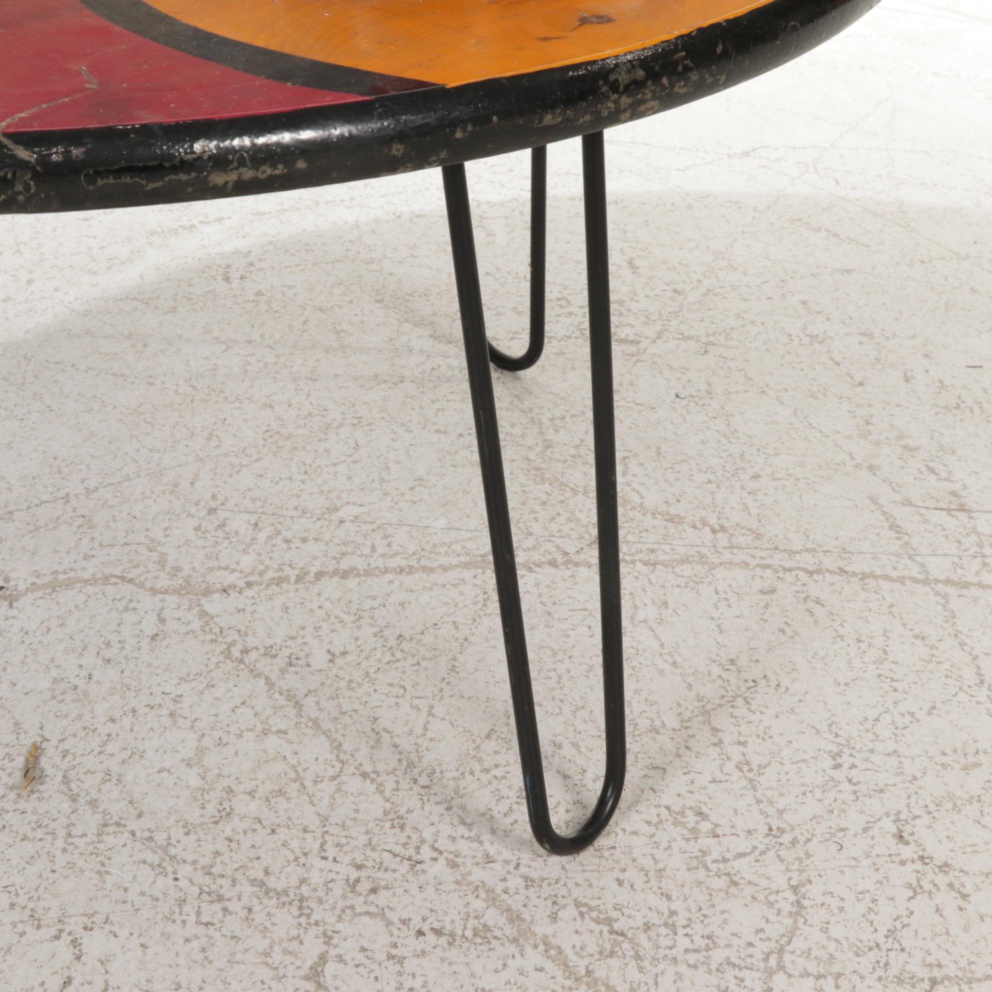 Postmodernist Painted Wood Abstract Visage Coffee Table, Signed