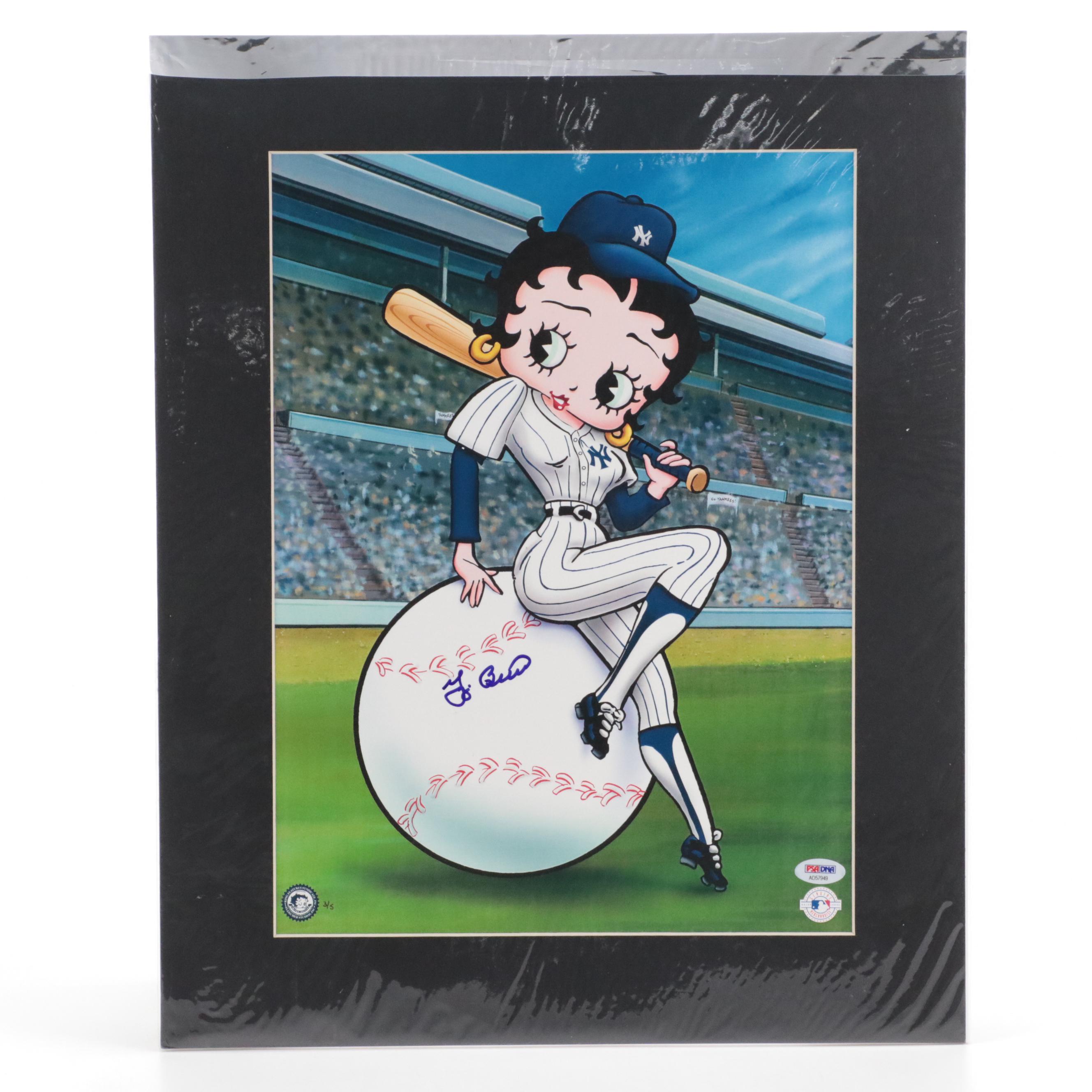 Yogi Berra Signed "Betty Boop" New York Yankees Limited Edition Print