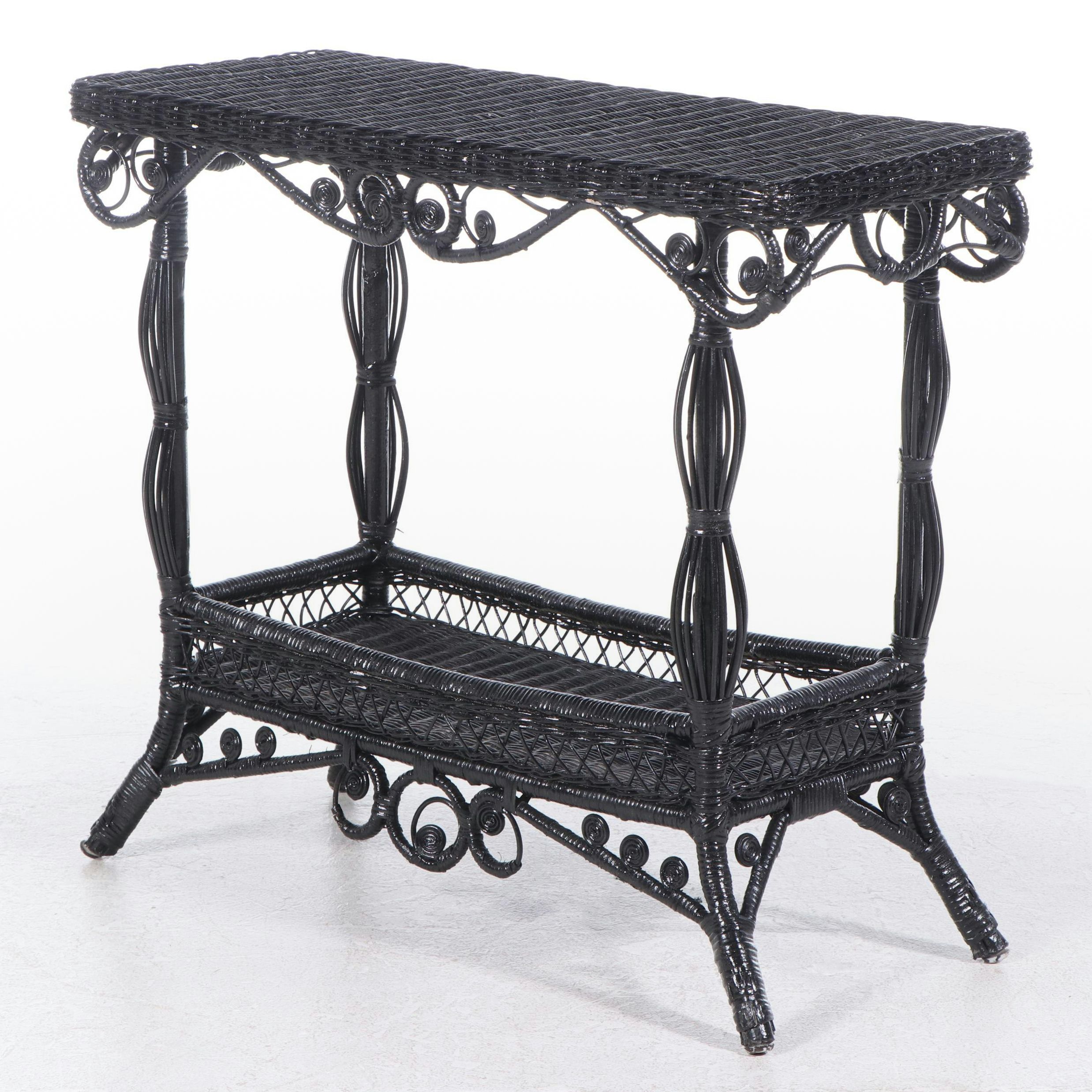 Painted Wicker Console Table