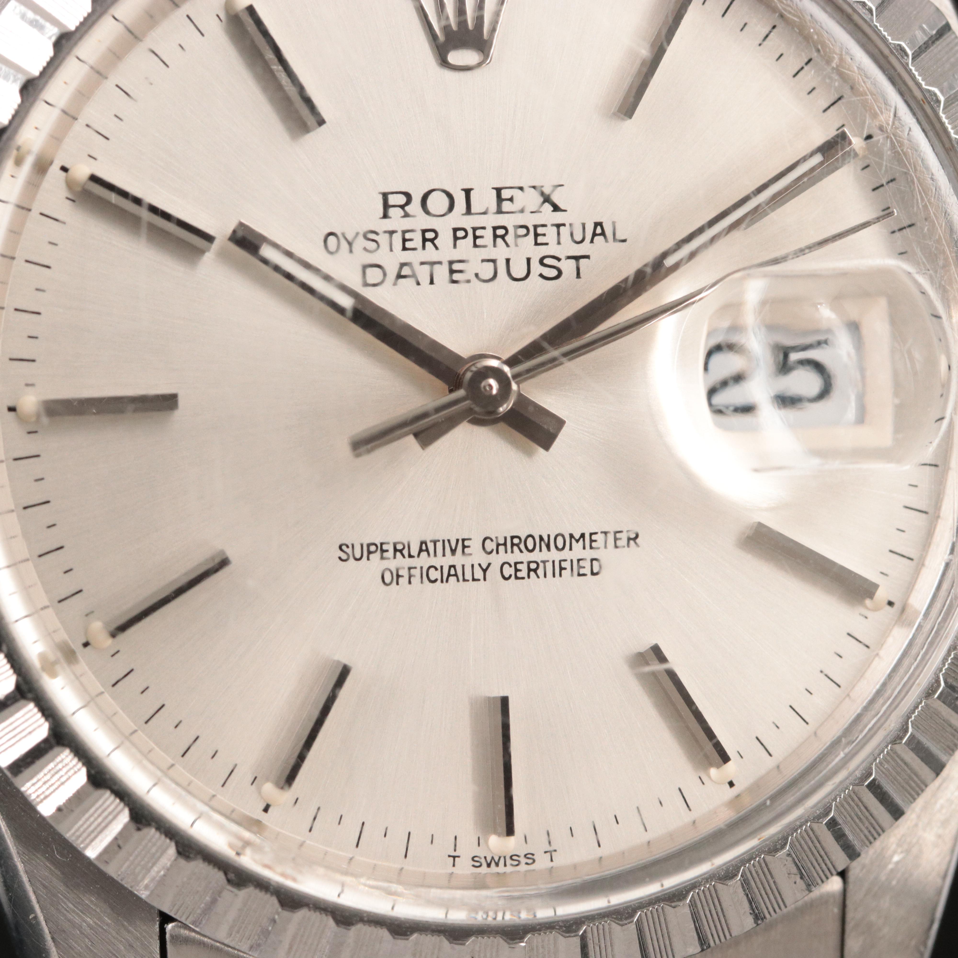 1984 Rolex Datejust Stainless Steel Automatic Watch