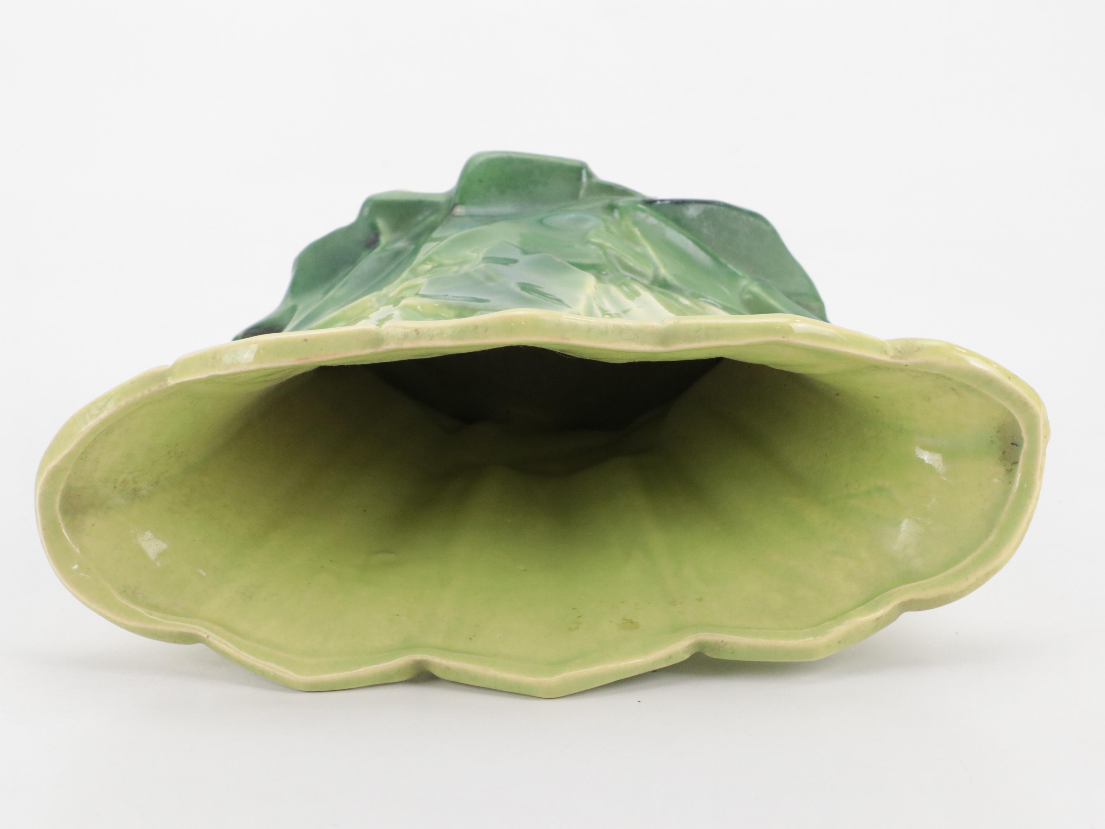 McCoy Pottery Raised Leaf Tulip Vase with Ceramic Panther Planter