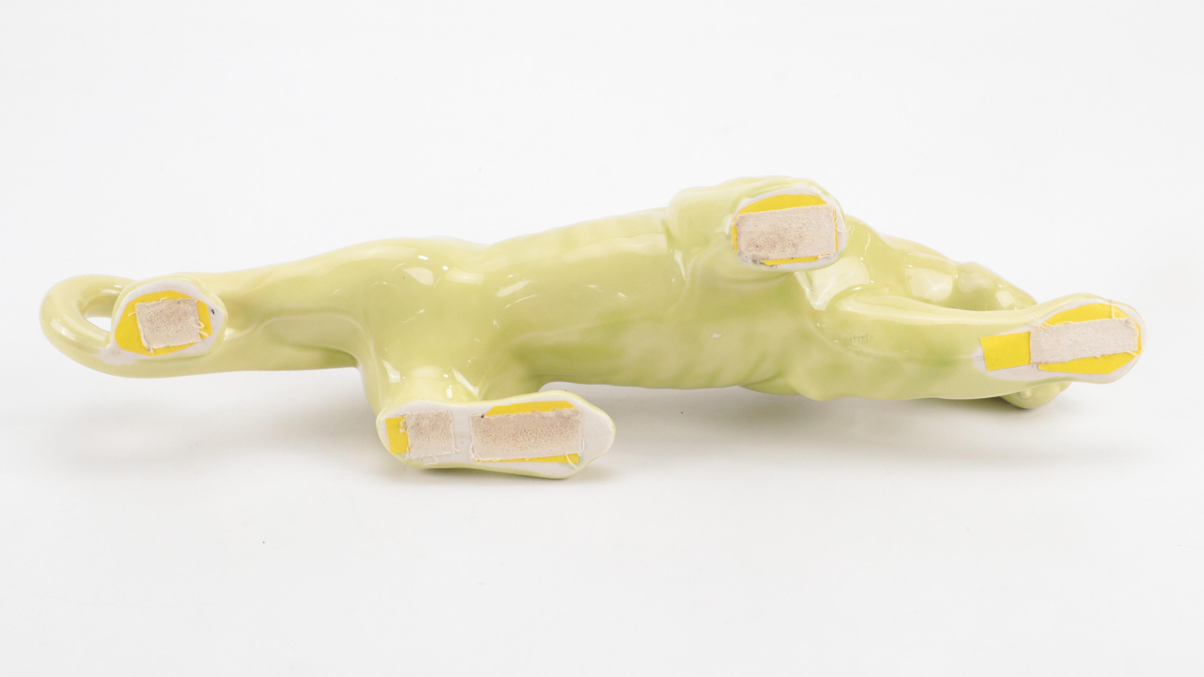 McCoy Pottery Raised Leaf Tulip Vase with Ceramic Panther Planter