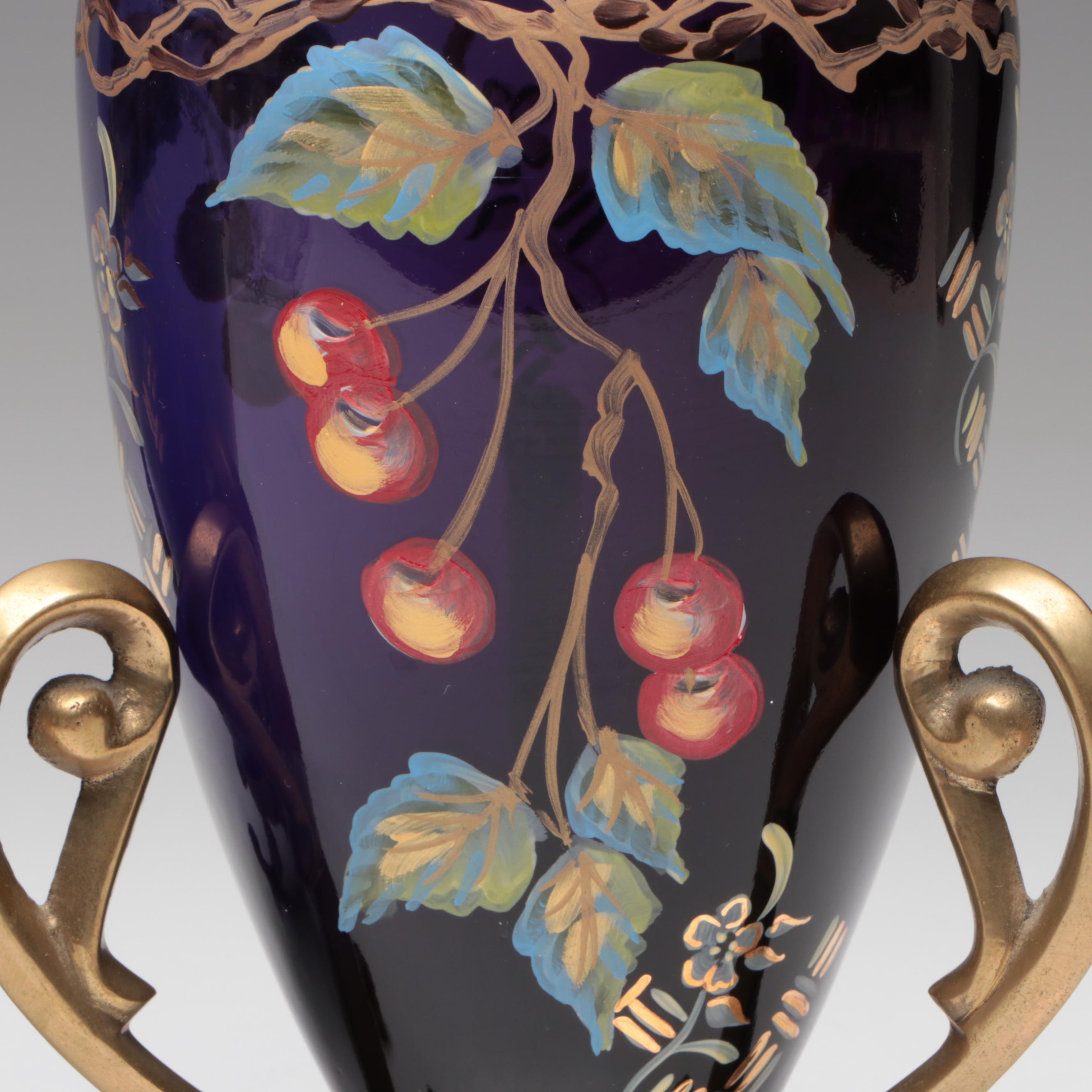 Pair of Fenton Connoisseur Collection Martha Reynolds Designed Glass Urn Vases