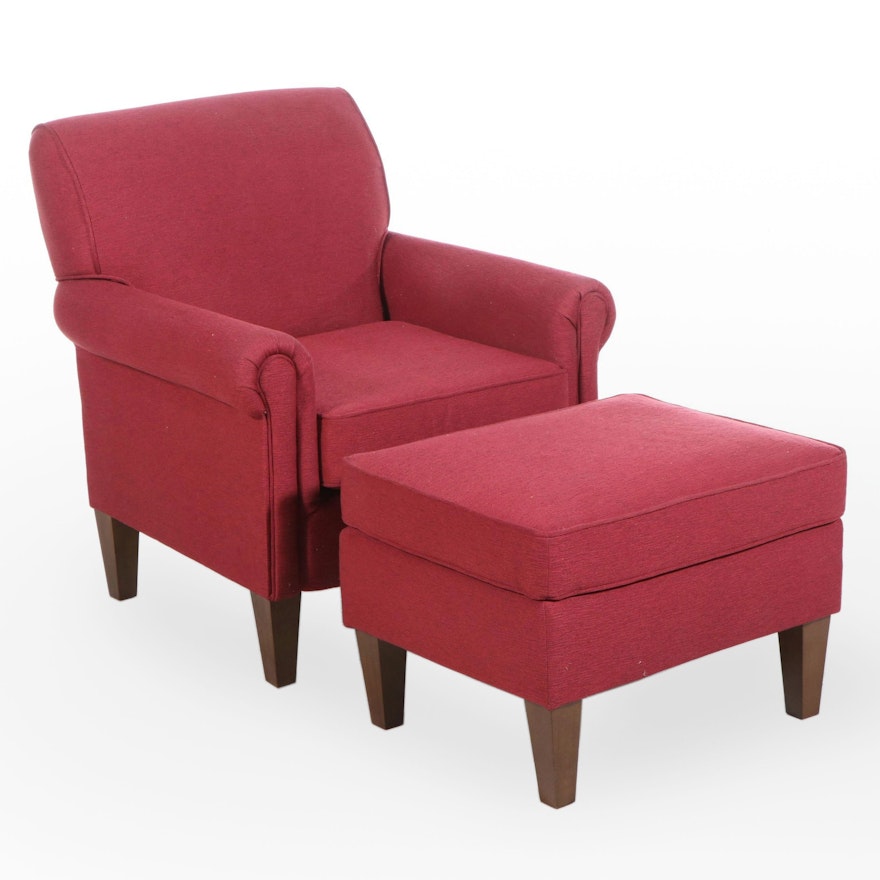 Best Chairs Inc. Custom-Upholstered Easy Armchair and Ottoman
