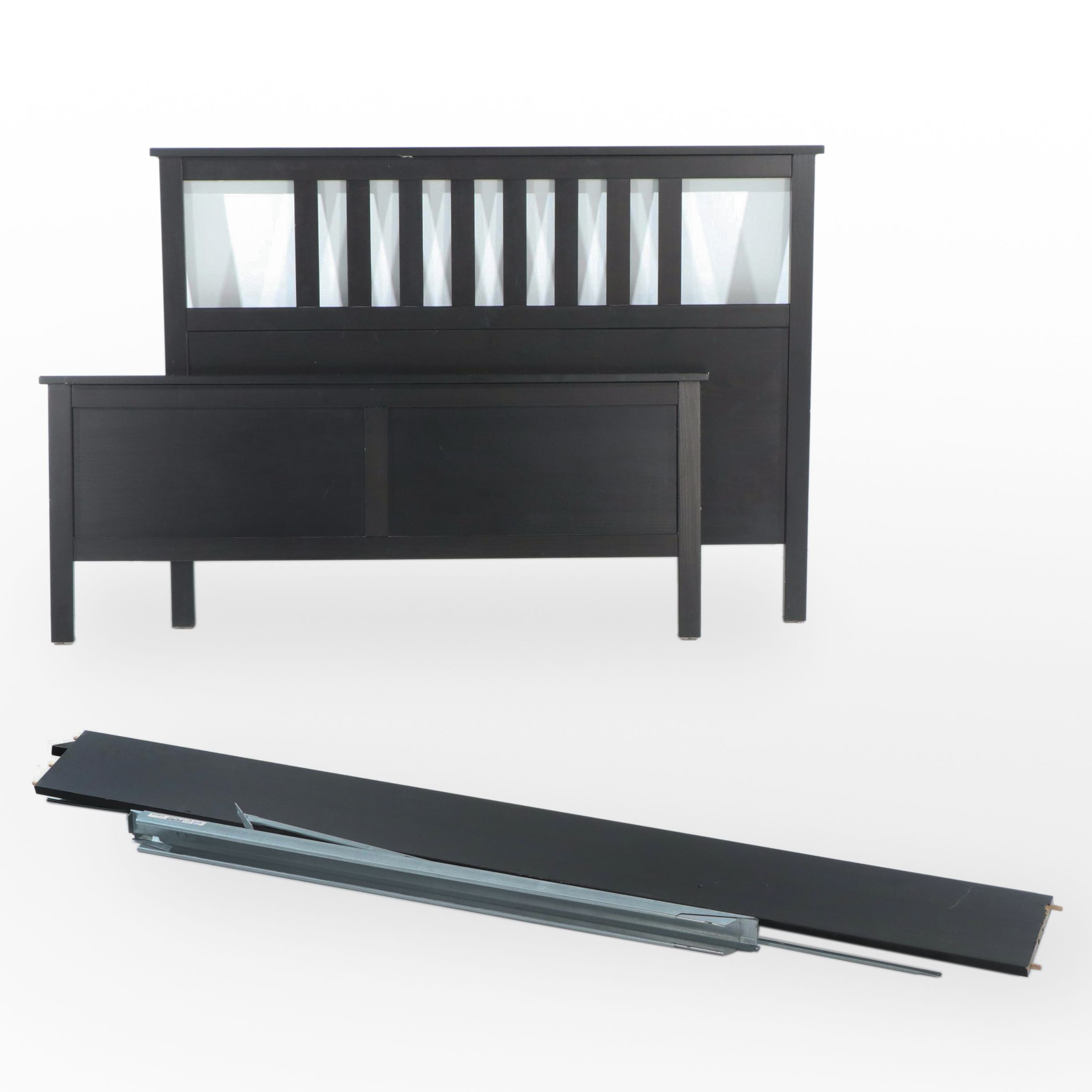 Carina Bengs for IKEA "Hemnes" Pine Queen Size Bed Frame in Black-Brown Finish
