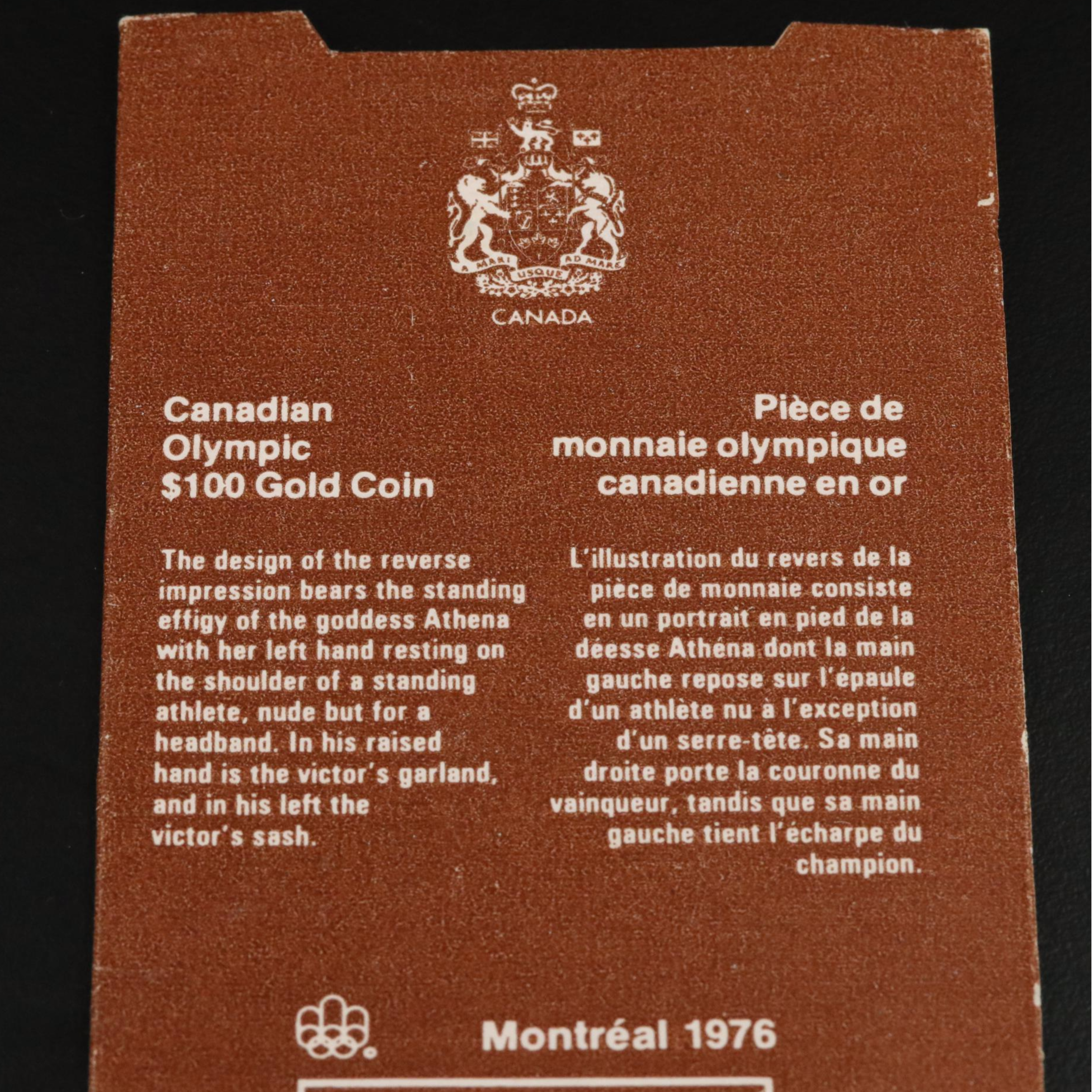 Two 1976 Canadian $100 Olympic Commemorative Gold Coins