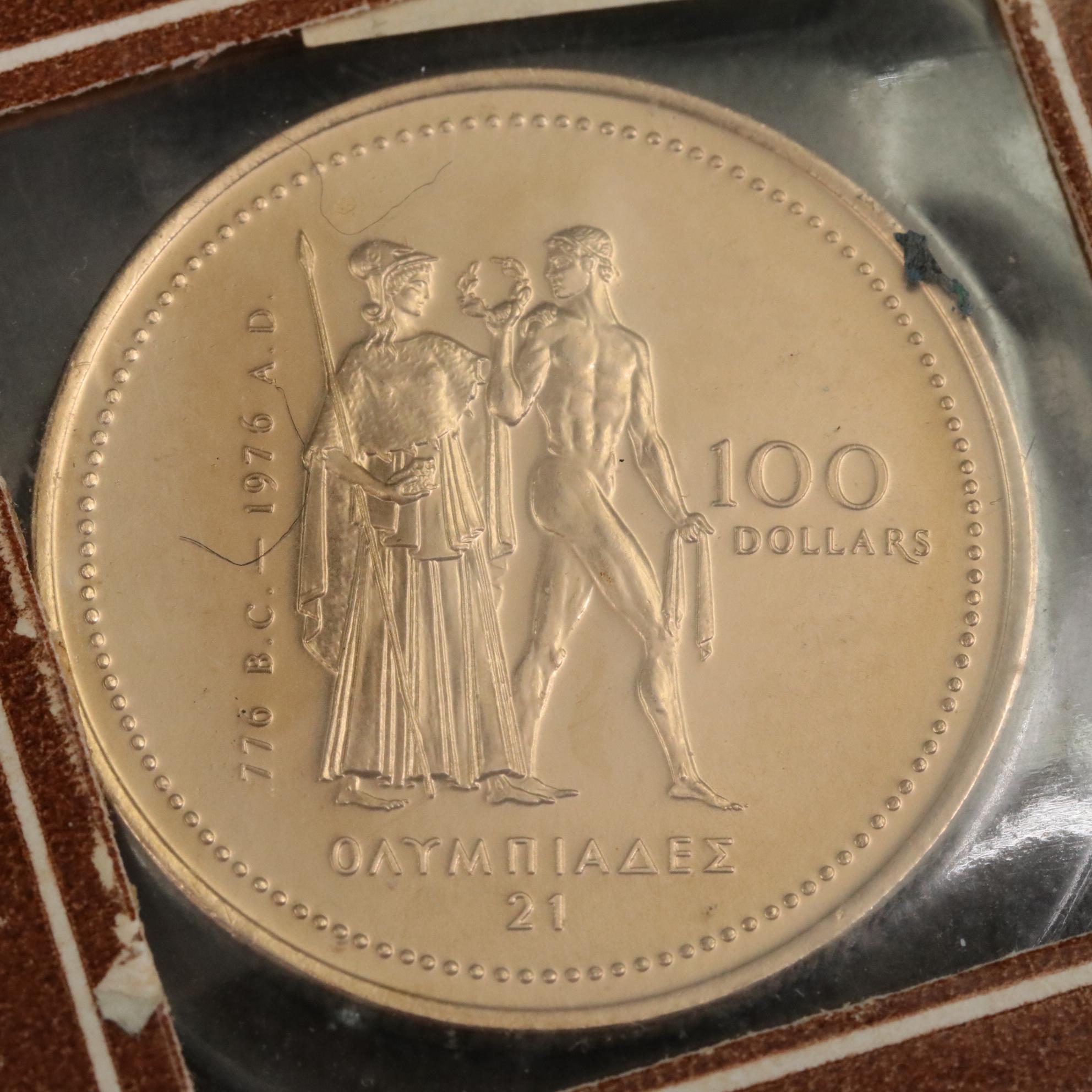 Two 1976 Canadian $100 Olympic Commemorative Gold Coins